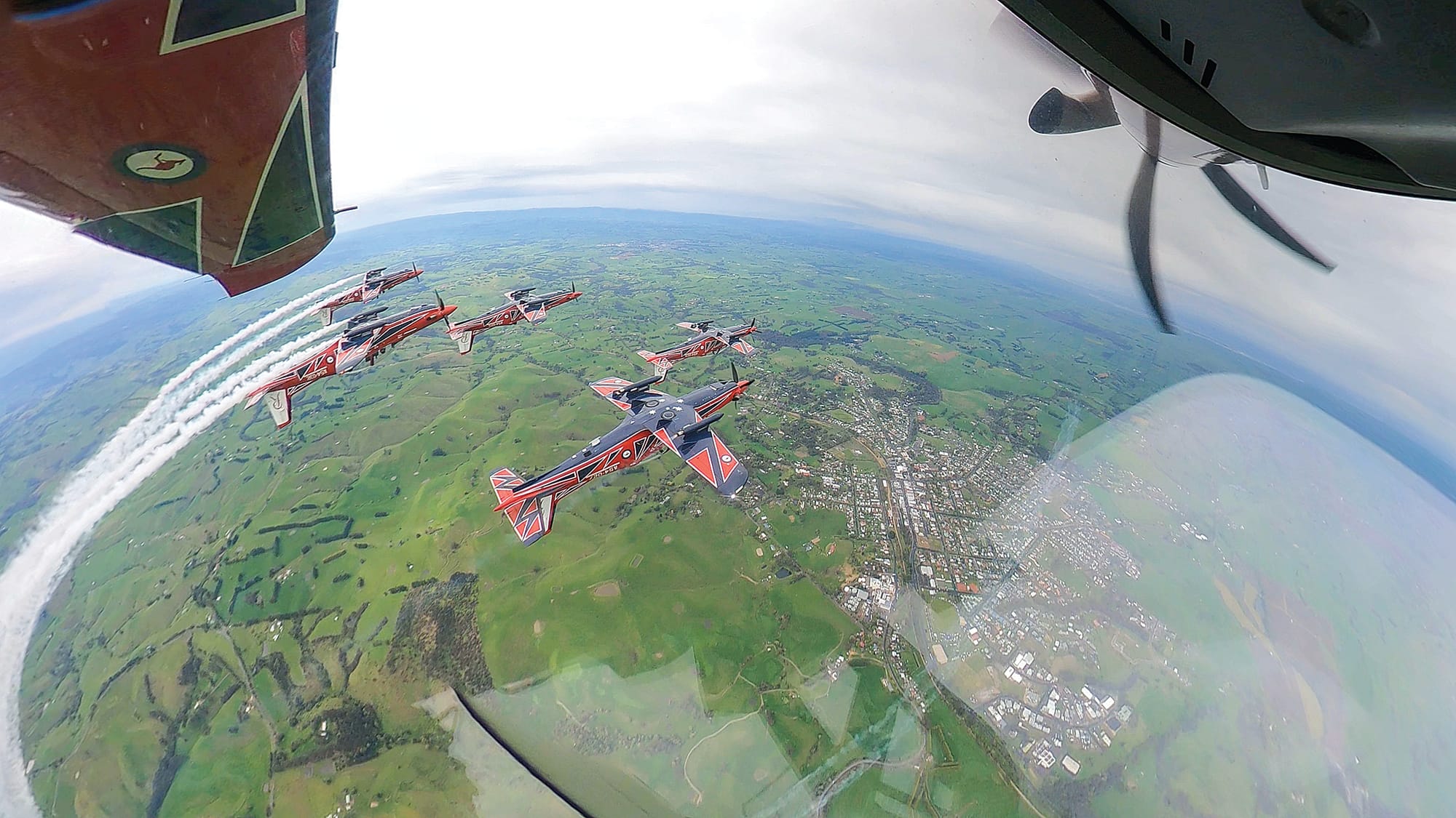 The Roulettes were greeted with a beautiful sight from the air, even without the sun shining. Photo: Australian Defence Force.