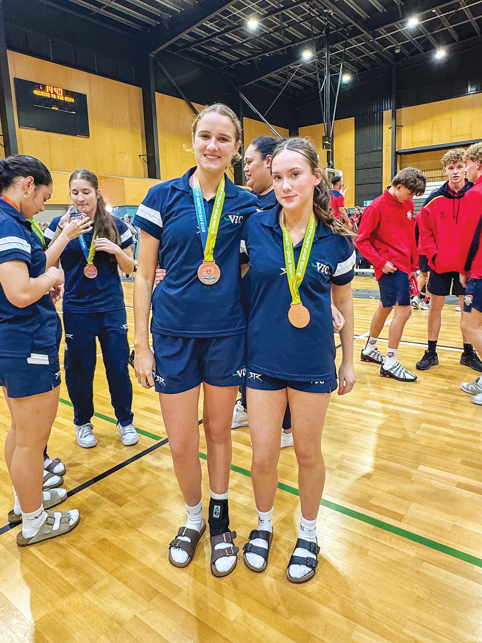 Ruby Mewett and Billie Peterson from the Korumburra Basketball Association enjoyed playing alongside each other at the School Sport Australia National Championship.