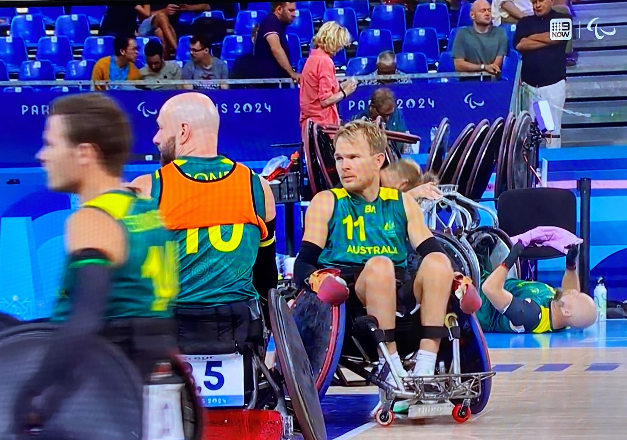 Beau Vernon gets set before the final game of the Paralympic tournament.