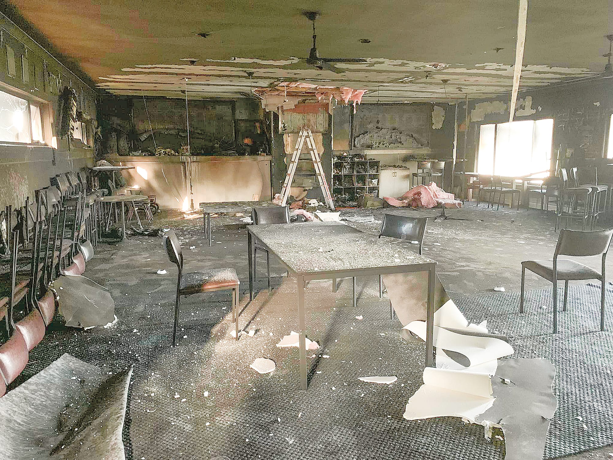 CFA teams from several brigades helped prevent the complete destruction of the Leongatha Town clubrooms.