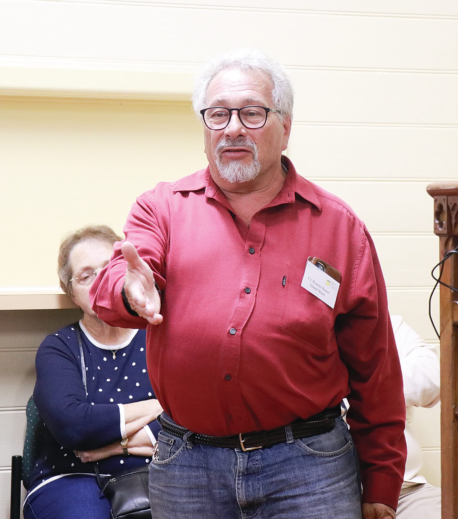 Island Ward Cr Ronnie Bauer attended the Rhyll Hall on Tuesday evening to hear the concerns of his constituents. Z07_1123 