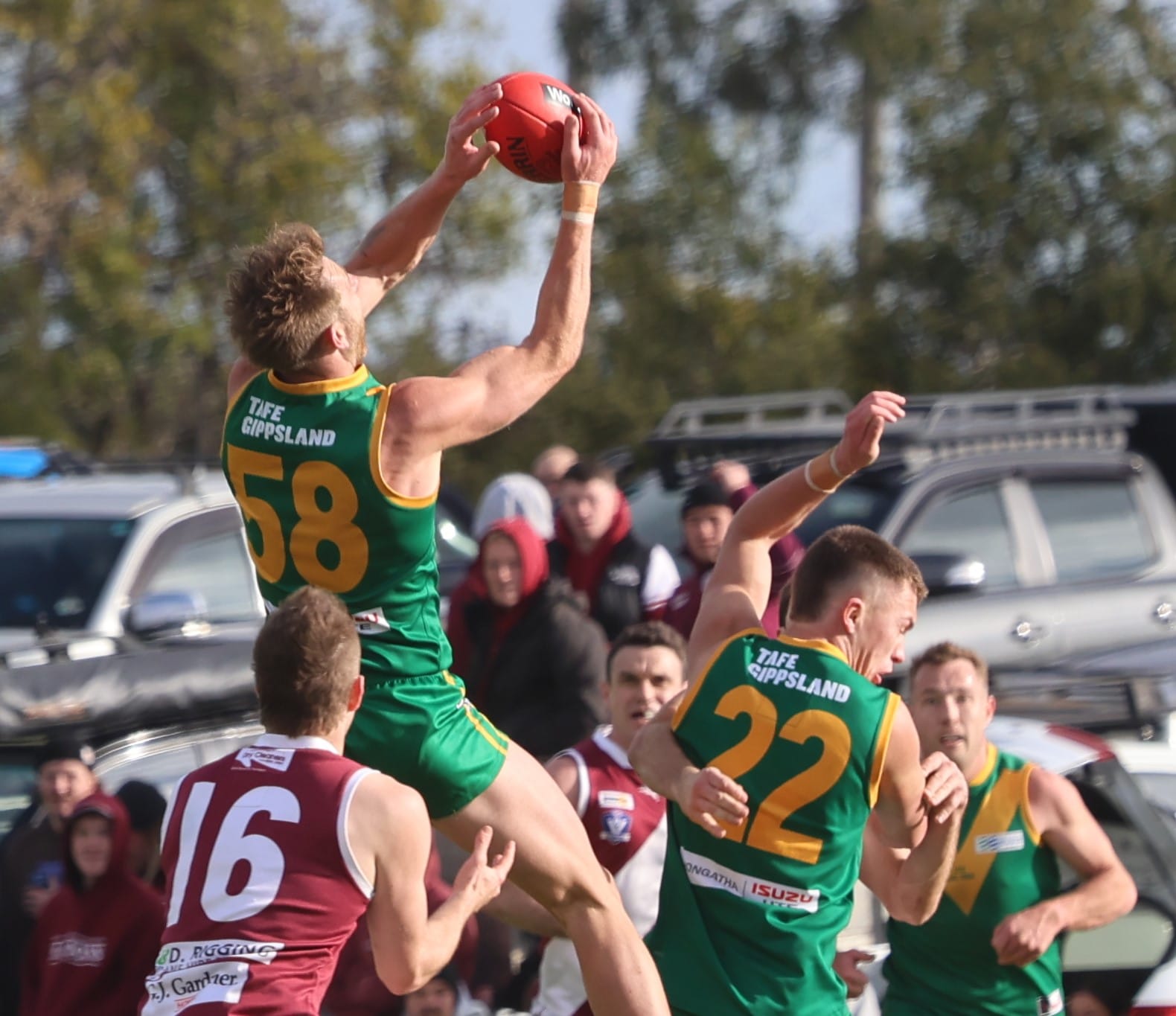 Dyson Heppell turned back the clock to a time when he so dominated the play as a 12-year-old in green and gold that they had to take him off the ball to give the other kids a go, with one of his highlights on Saturday being this spectacular mark on the wing.