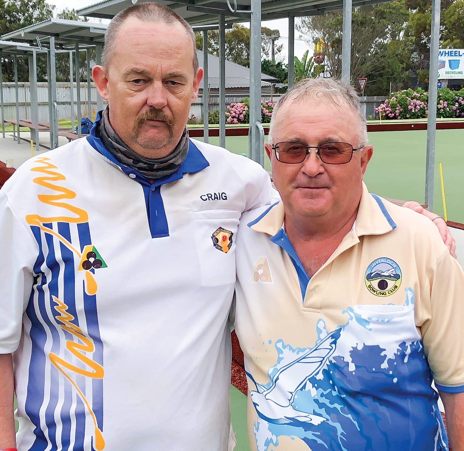 Craig Fisher and Marty Hanaford after the Champion of Champions. Craig won the Wonthaggi Bowls Club Championship and Strzelecki Section Championship.