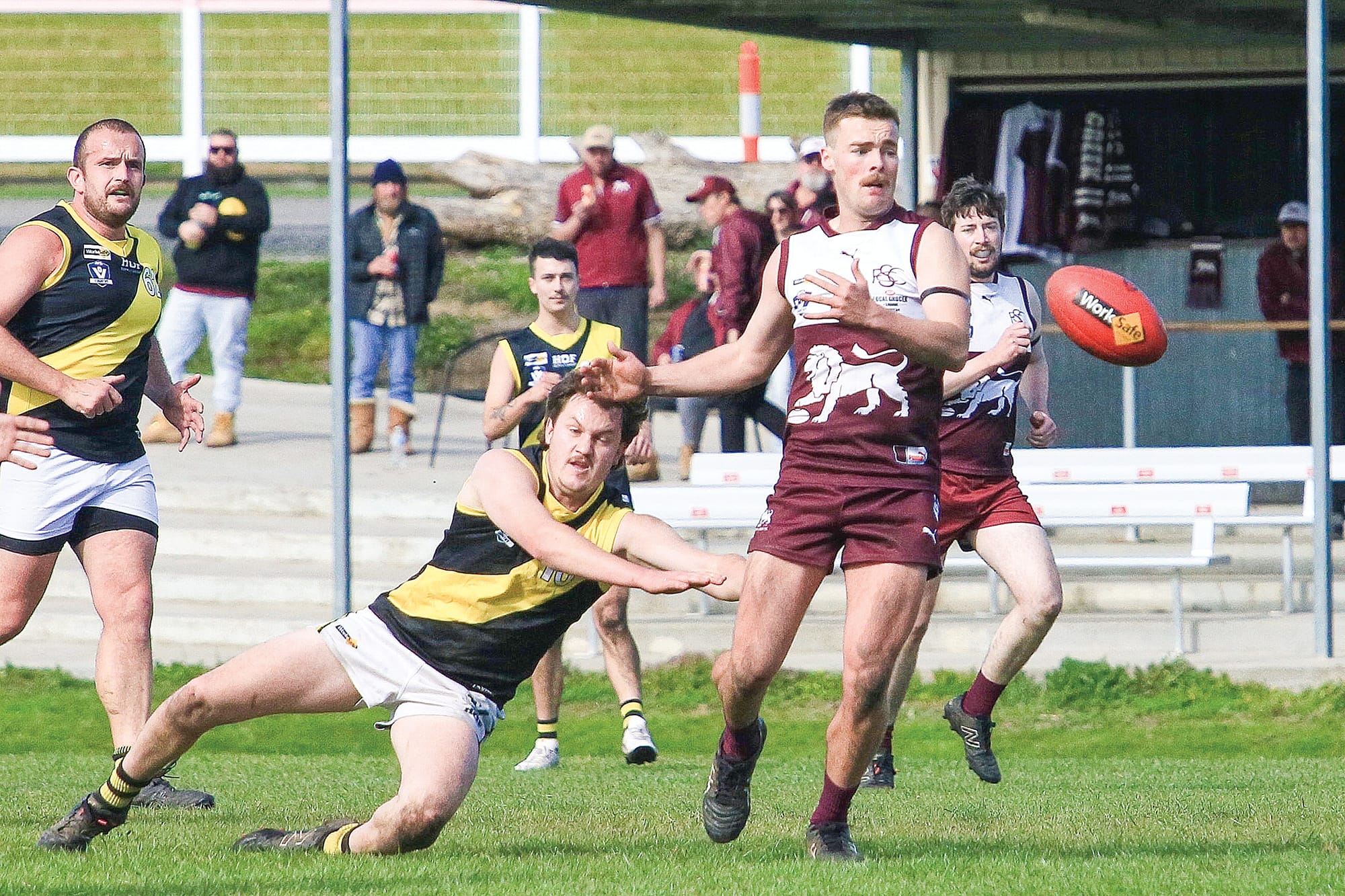 The Mirboo Tigers take an eight-point win in a tight contest against Stony Creek. Photo: G.S. Bruning
