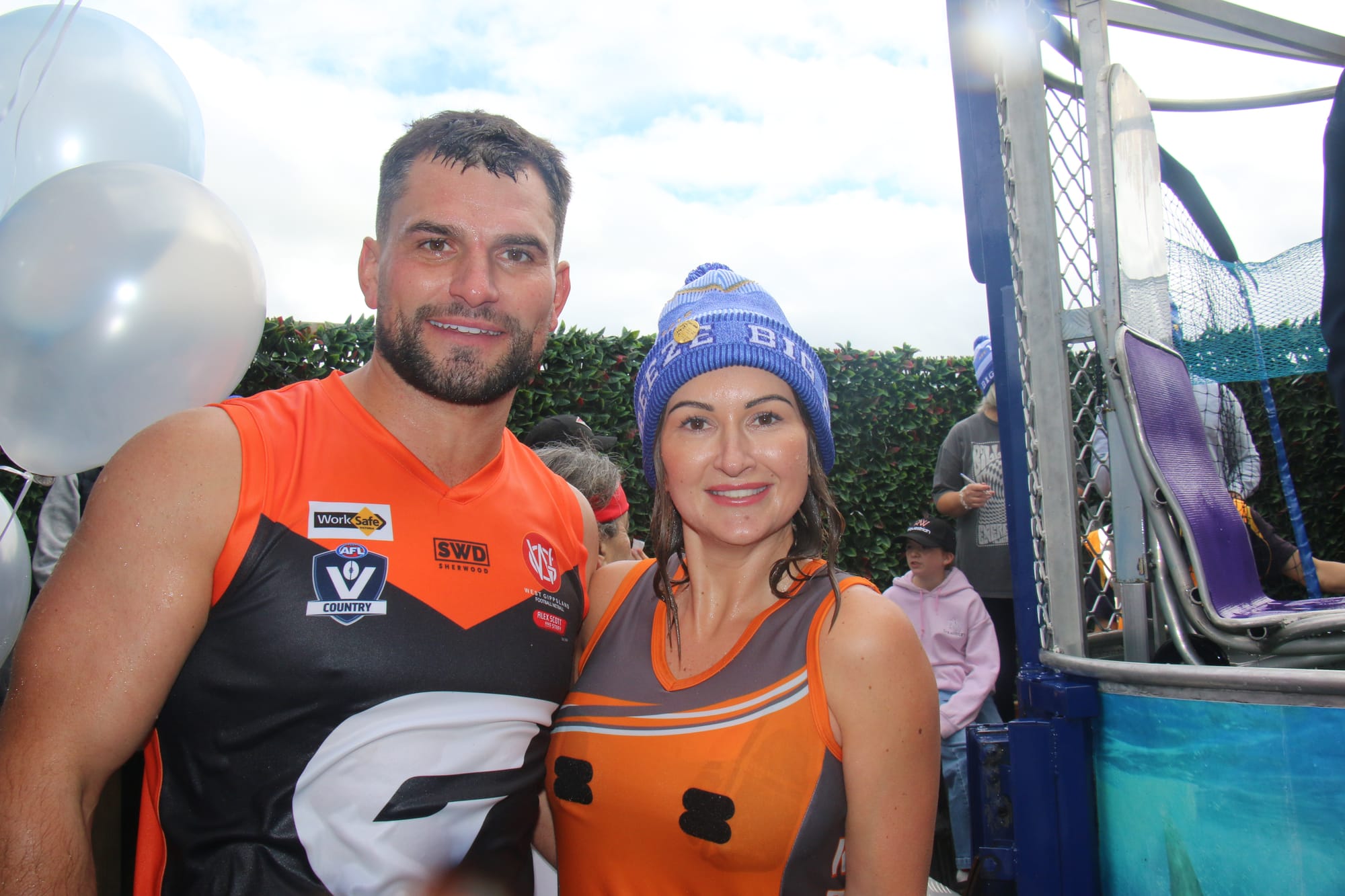 Paul and Stacey of Korumburra Football Netball Club let their actions speak louder than words and took the plunge for MND. 