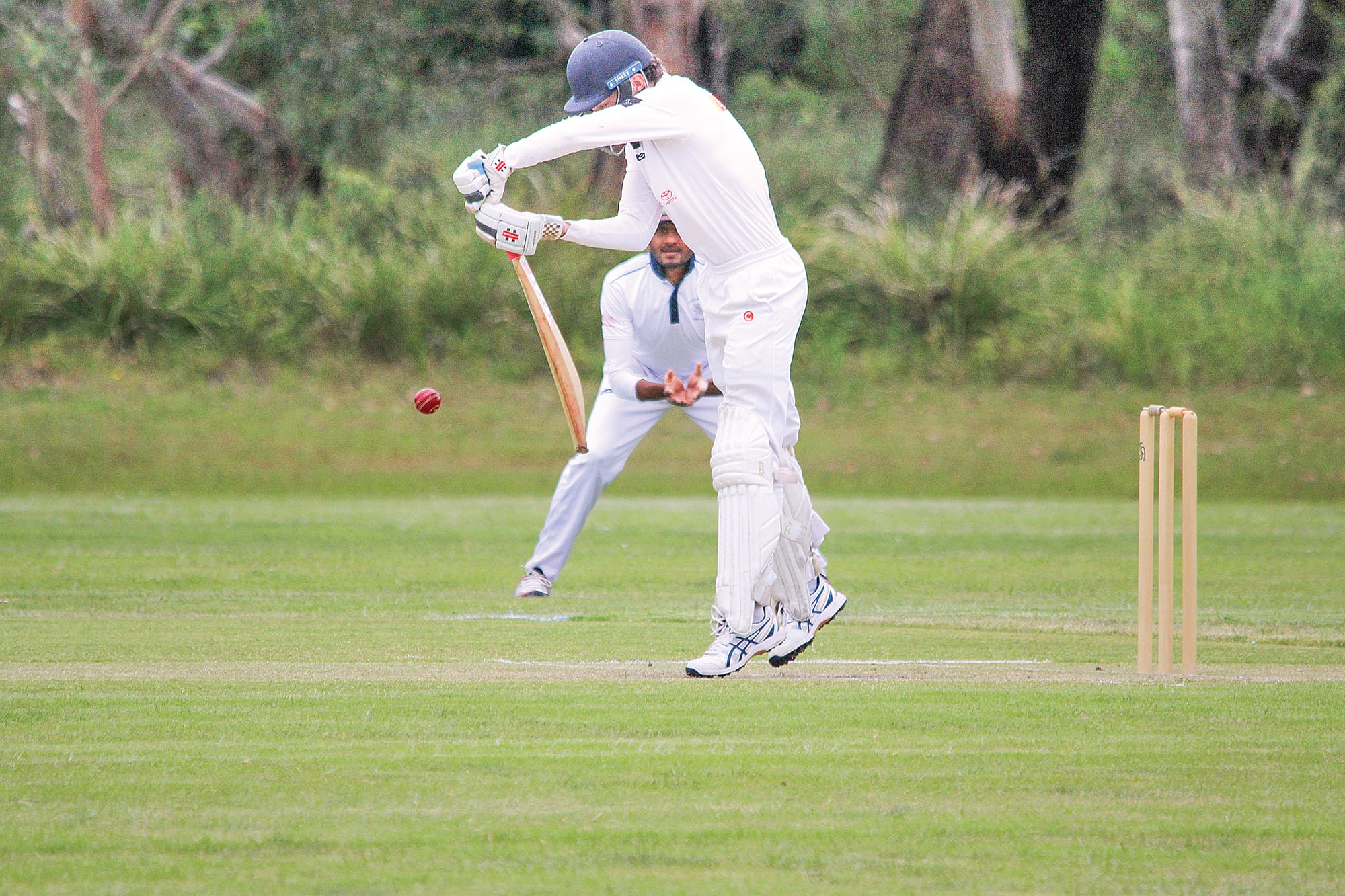 Young gun Jack Butcher defends on his way to a magnificent half century for the Stingrays. B05_4722