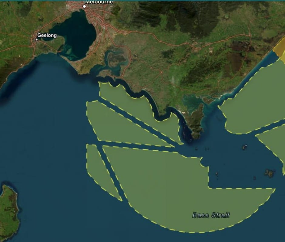 This was the area proposed as an offshore development zone for wind turbines but so far, areas around Wilsons Promontory and Phillip Island have not been included.