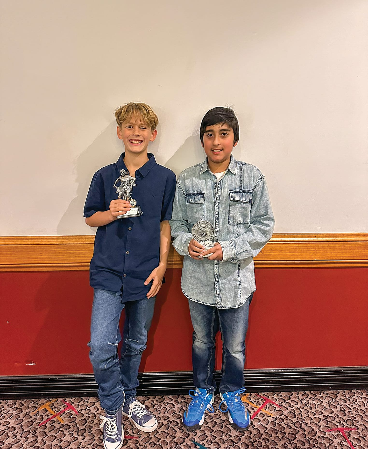 Under 12A: Lincoln Demunk (MVP), and Auyush Anand (Coach’s Award) celebrated their achievements with the U12A side. Absent: Sean Chingwaru (Most Improved).