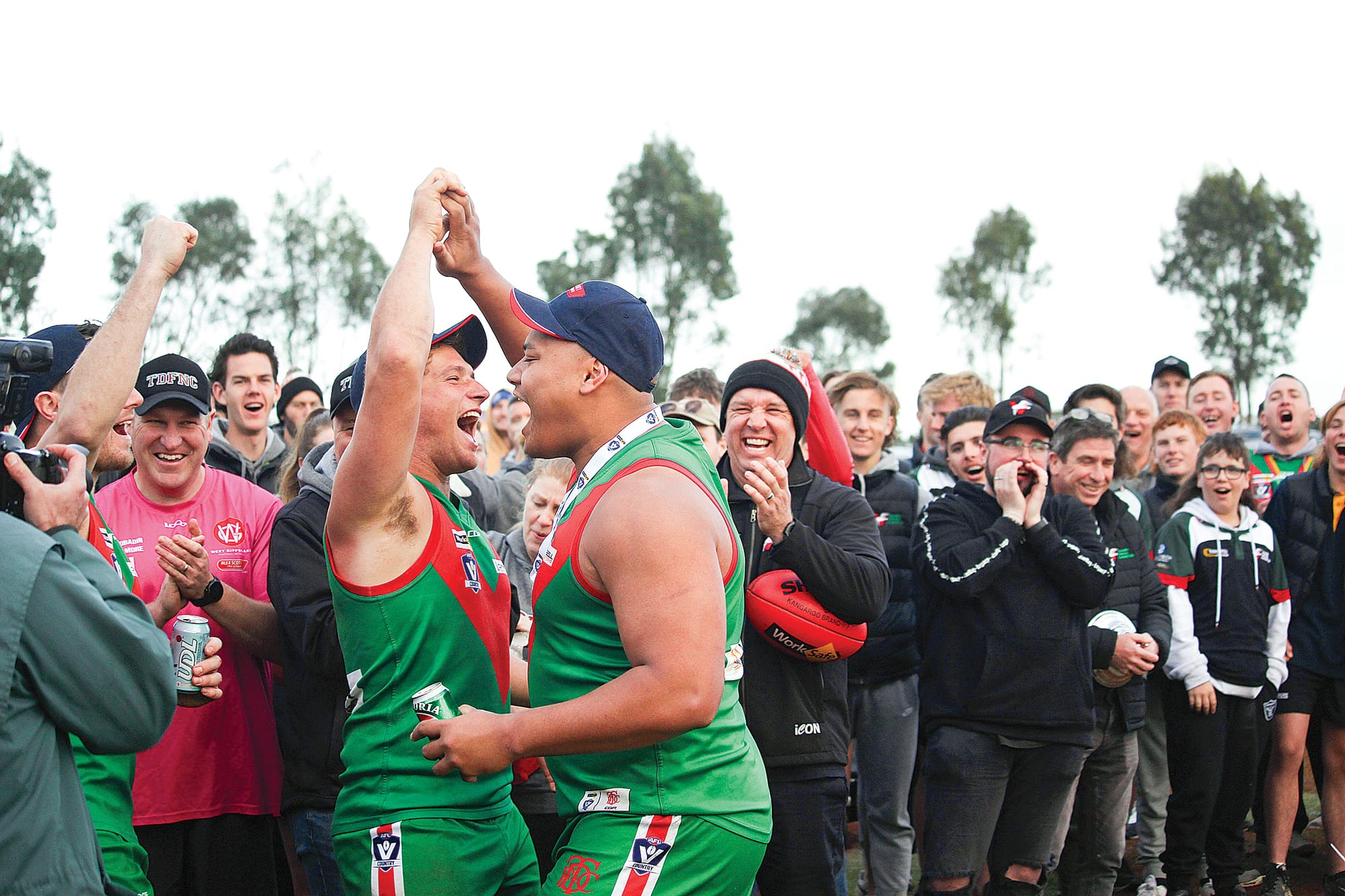 Piva Wright celebrates after receiving his best on ground medal. 