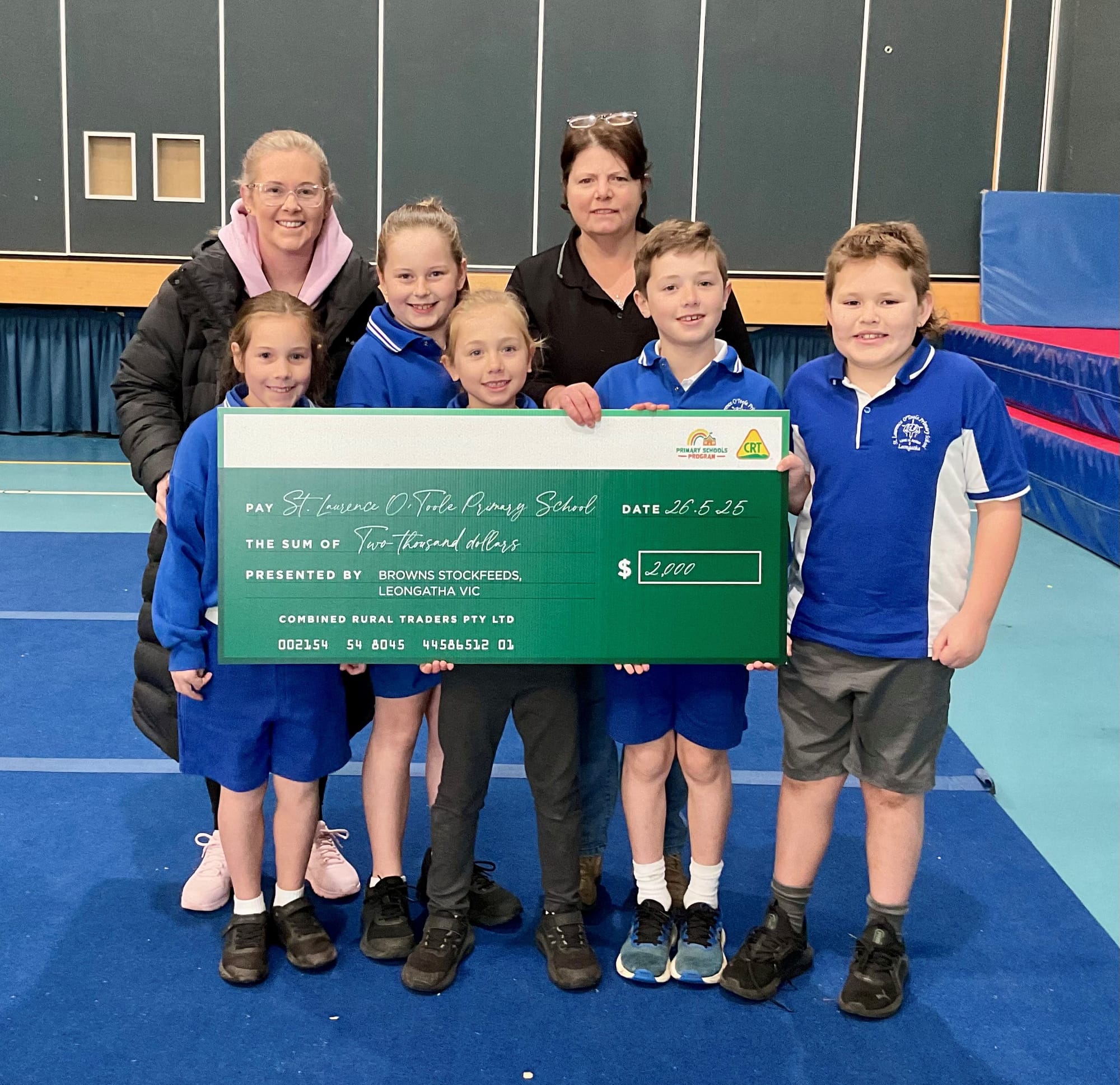 Charlotte, Rhiannon (Parents and Friends Committee), Hannah, Amity, Nicole (BSF), Finn, and Gus at St Laurence O’Toole Primary School. 