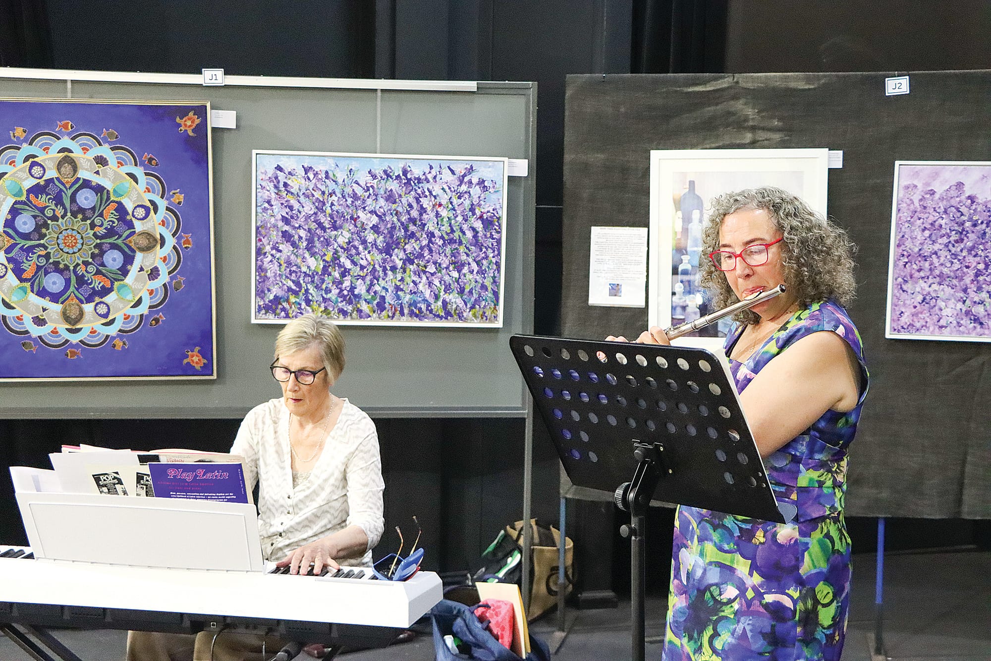 Barbara Fleming and Diana Reardon set the mood at the Leongatha Art & Photography Show. A14_0325