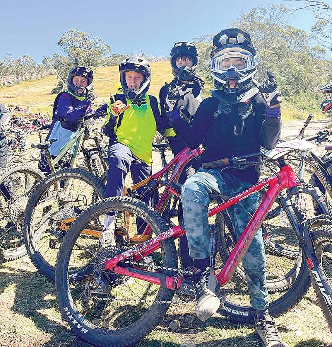 Newhaven College MTB Team Rufus Hollole, Jude Rigby, Miller Micallef, and Hugo Wright. 