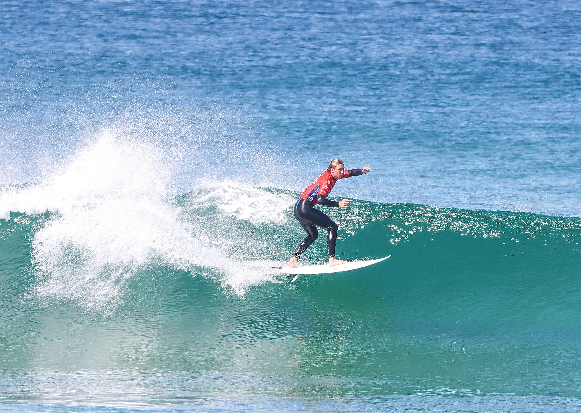 This Torquay Boardriders competitor enjoys an impressive wave at Cape Woolamai.
