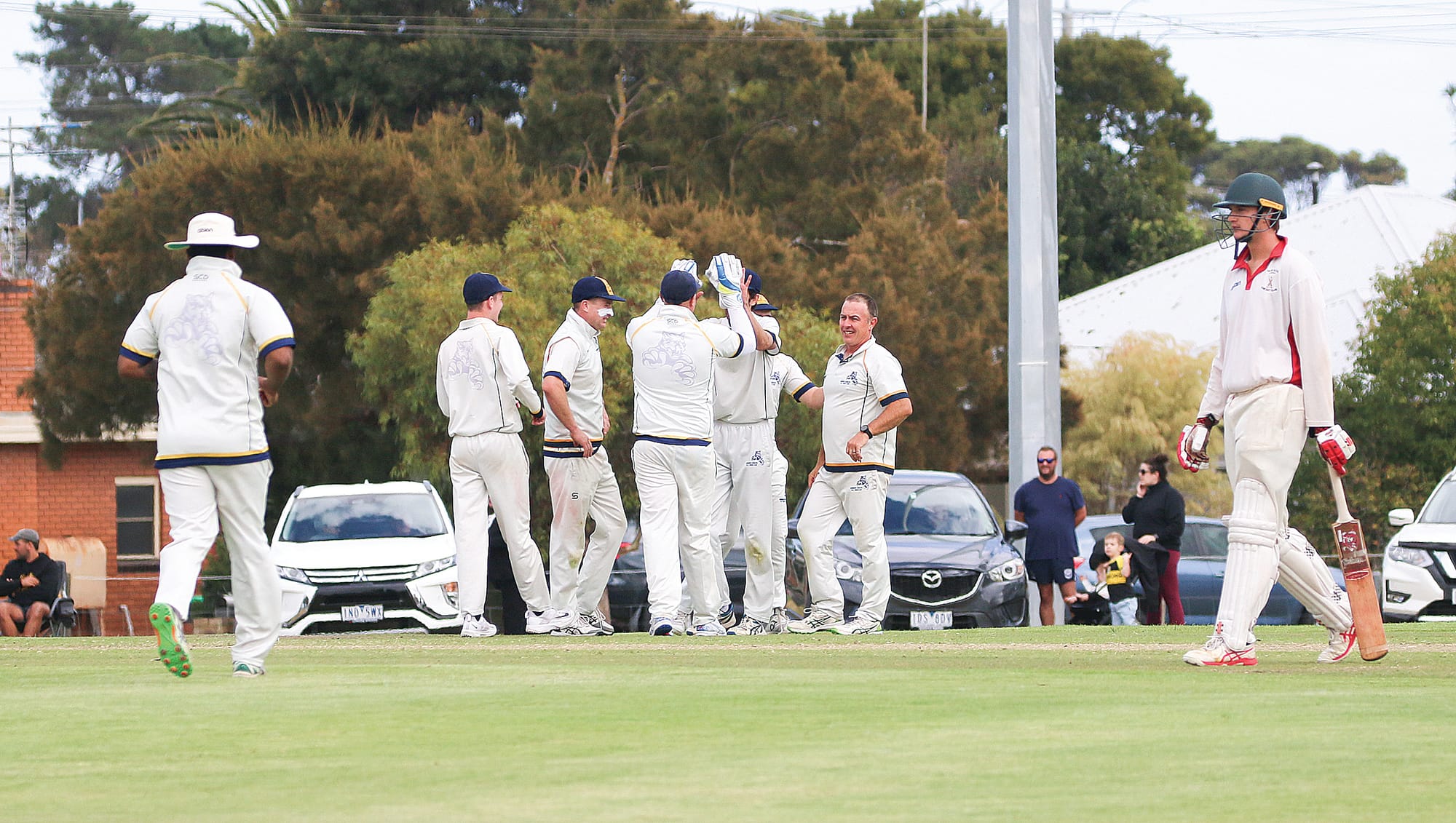 Koonwarra celebrate taking the big wicket of Matthew Daikin who made 80.