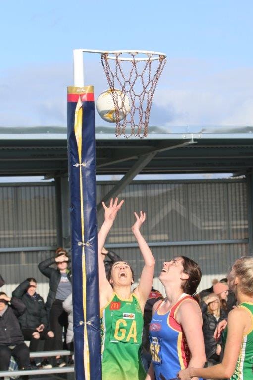 Leongatha's Hannah Flanders went aggressively after the rebound that ultimately won Leongatha the preliminary final.