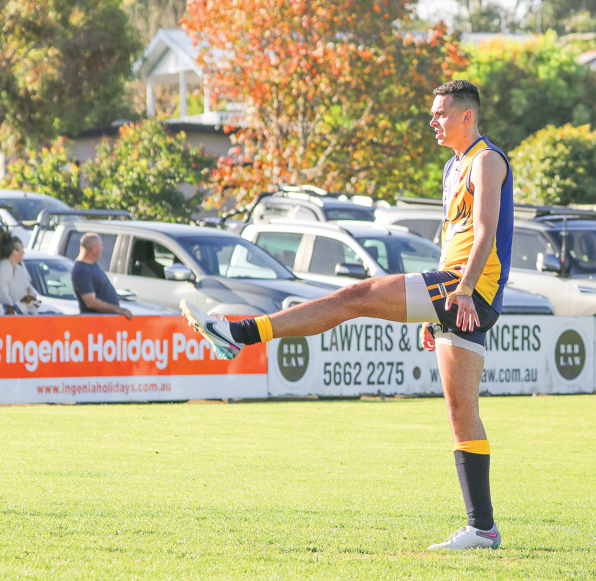 Free kick to Luca Gleeson gives him a clear shot at goal in the second term against Warragul. Z32_2023 