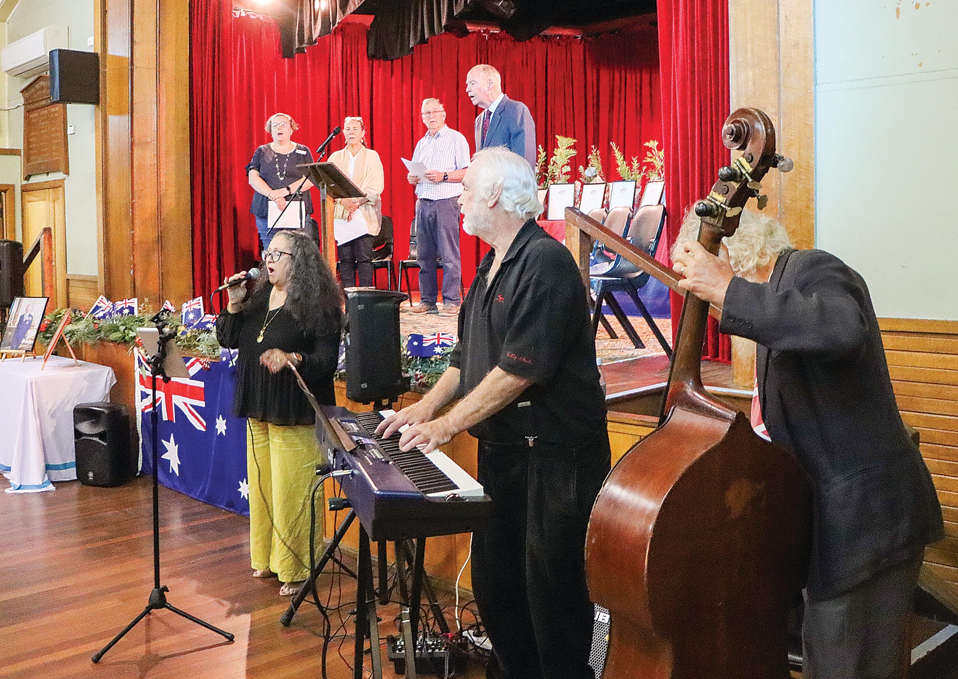The Black Notes perform the national anthem with Tarnya Wilson singing. A15_0425