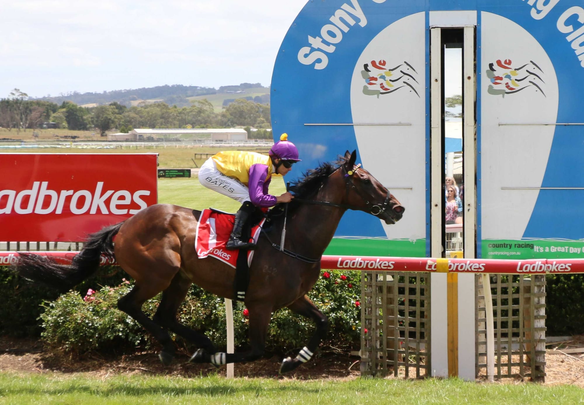 The easy winner of Race 2 at Stony Creek was Number 1 Border Leicester ridden by Logan Bates.