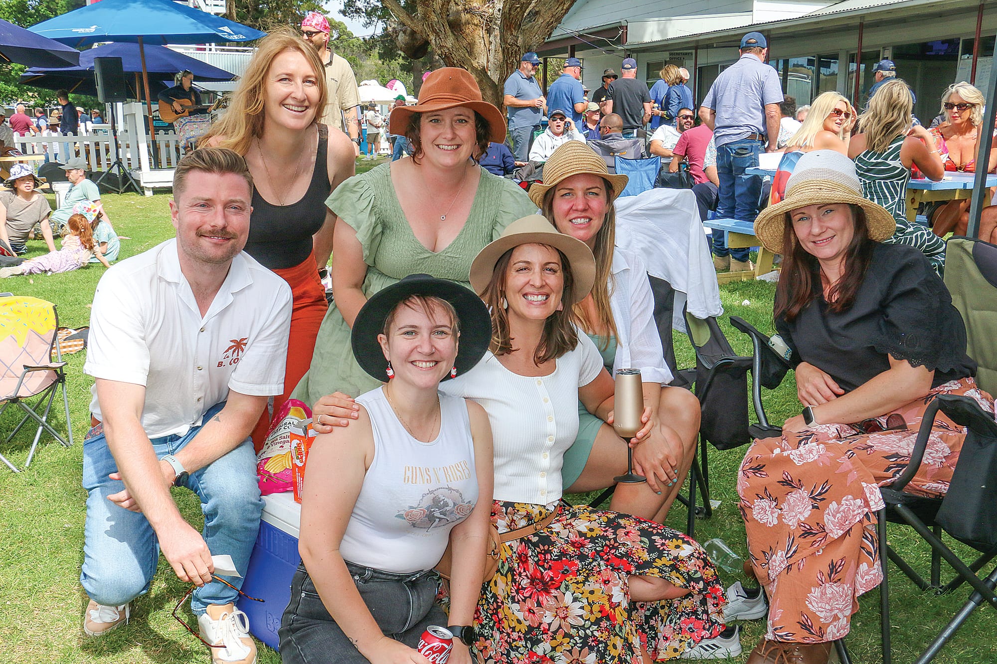 Joel Luke, Terran Allan, Julia O’Reilly, Jordi Hodgetts, Chloe Jones, Emmy Latham and Kristen Armstrong took in a relaxed afternoon together at the Woolamai Races.