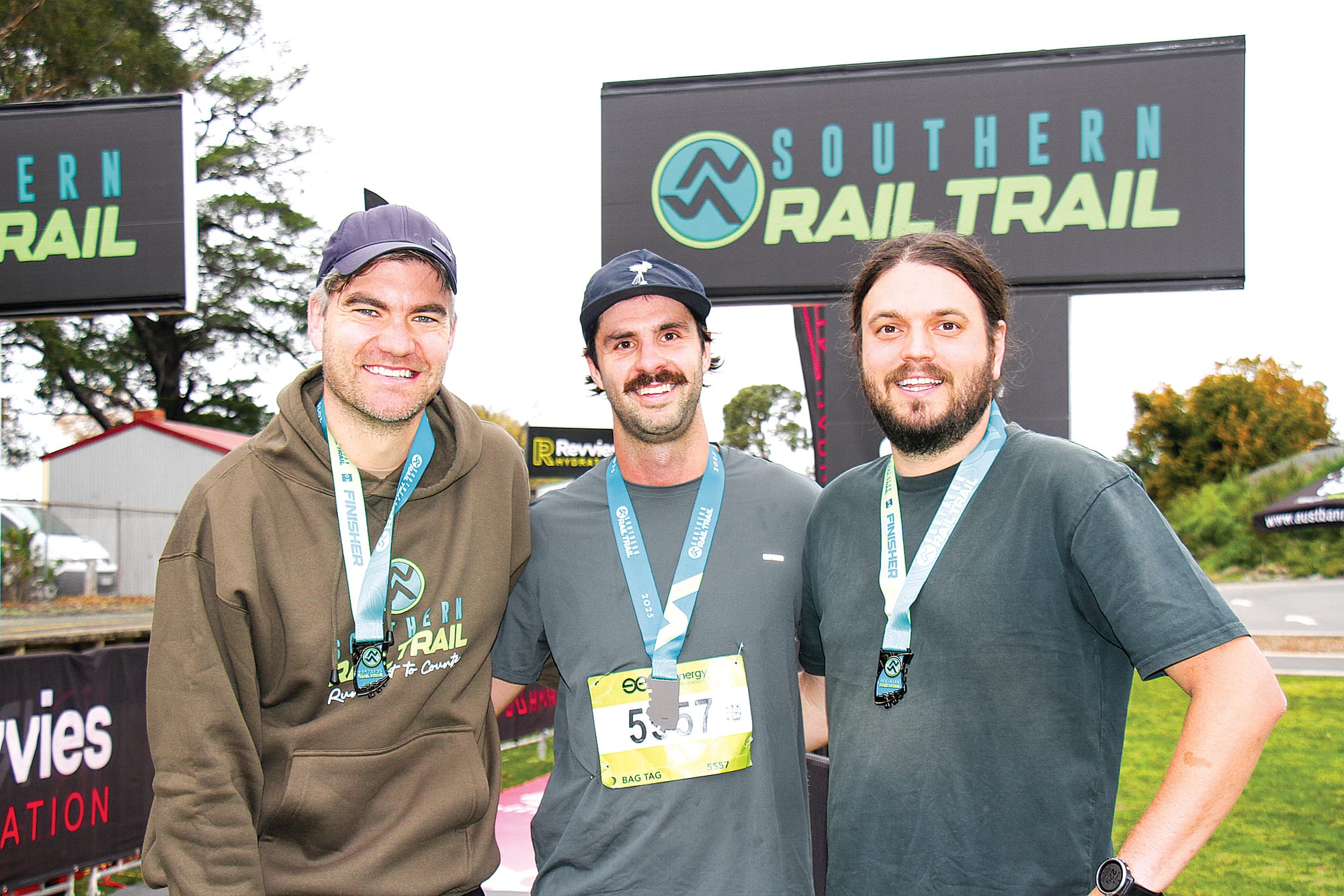 Pat Heijden, Dylan Hoare and Nathan Potter (Team BPC) were winners of the 72km Southern Rail Trail Team Relay in Leongatha. B113_2225