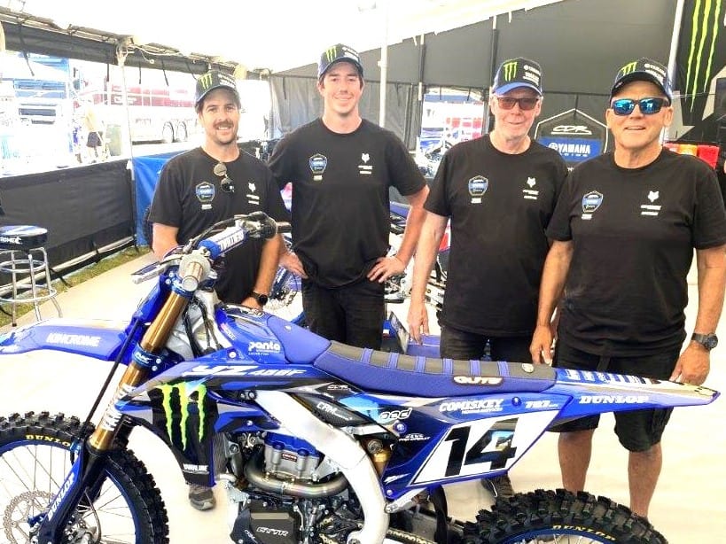 Members of the Craig Dack CDR Yamaha Team, including Allister, Jesse, Gary and Mike get set up for what promises to be a huge day of racing at Wonthaggi’s motocross track this Sunday, March 17.