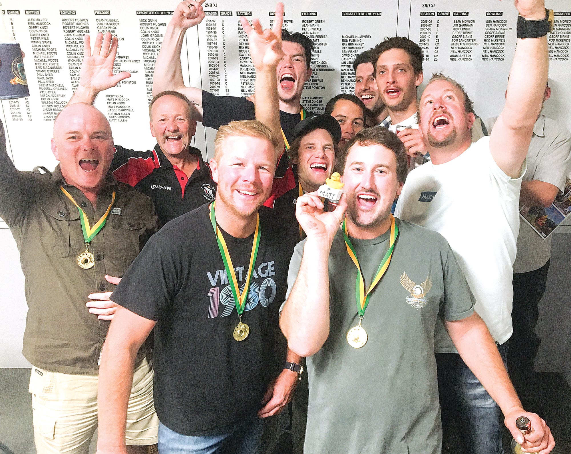 Celebrations continued in the rooms after Poowong-Loch Cricket Club’s surprise B2 premiership last season.
