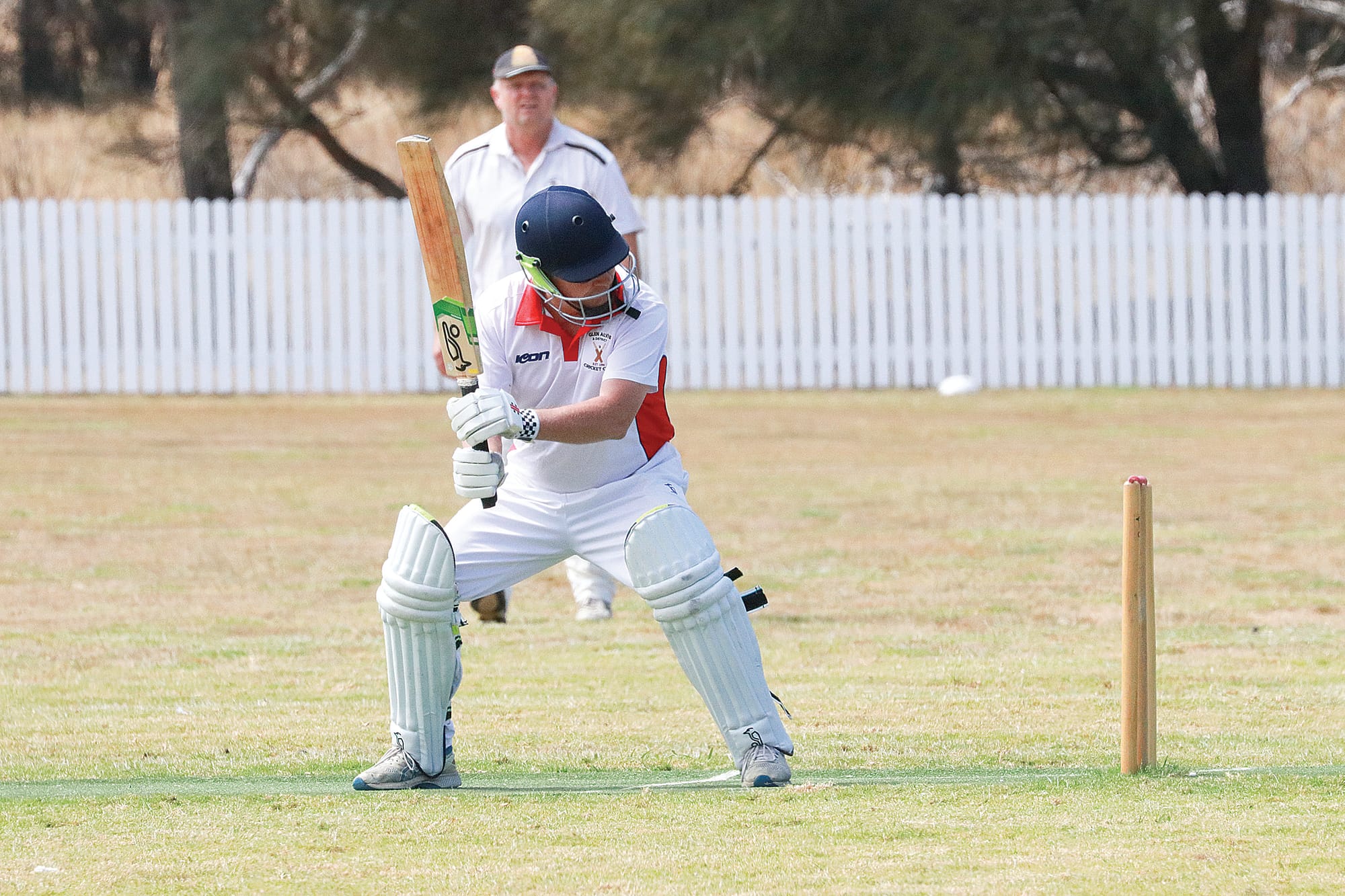 Glen Alvies captain Ian Thorn hits 31 runs against Phillip Island. Z24_1024