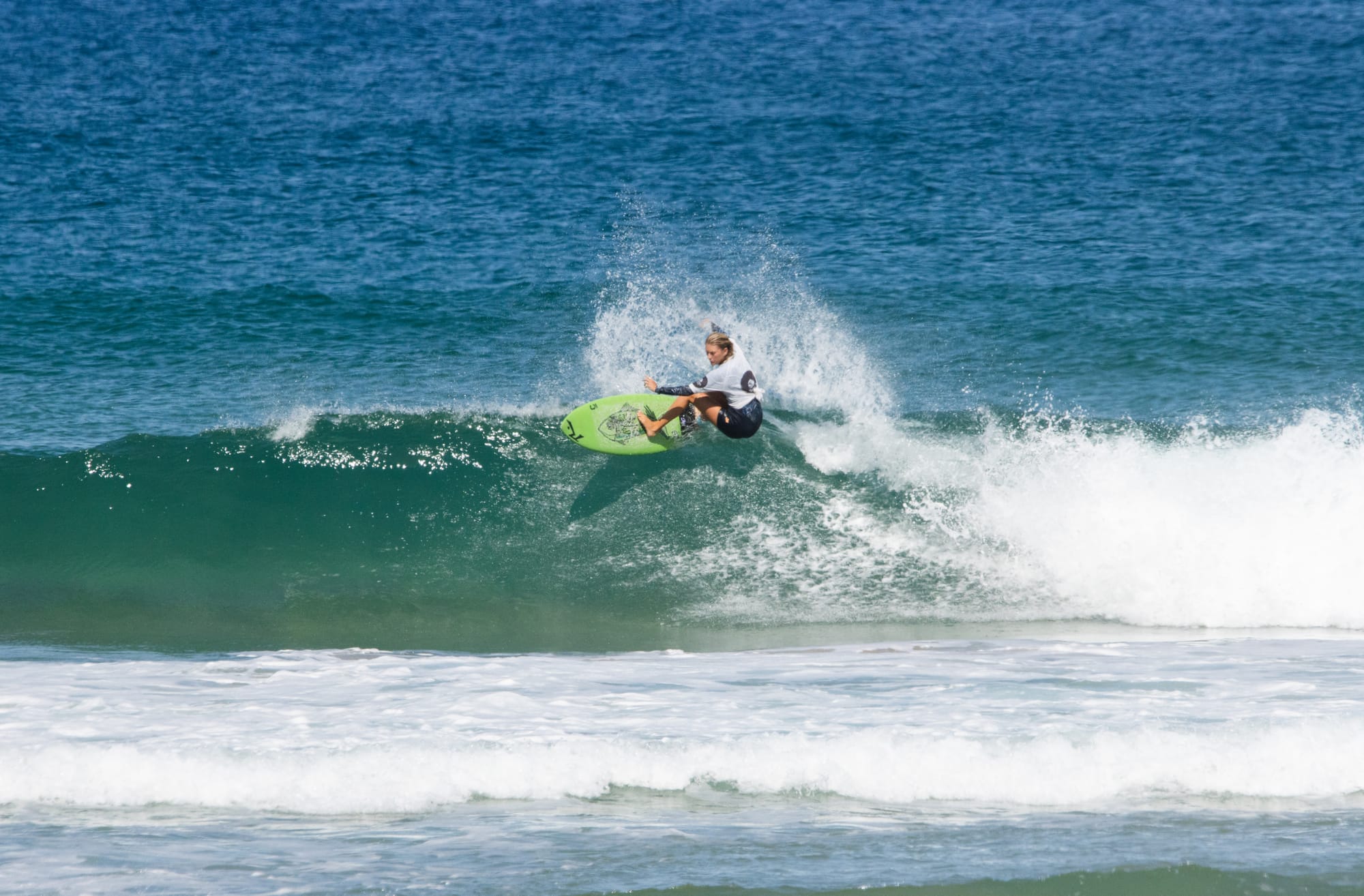 Finishing in second was Sophie Fletcher (Phillip Island) who finished on 9.87 points. Photo: South West Surf / Surfing Victoria.