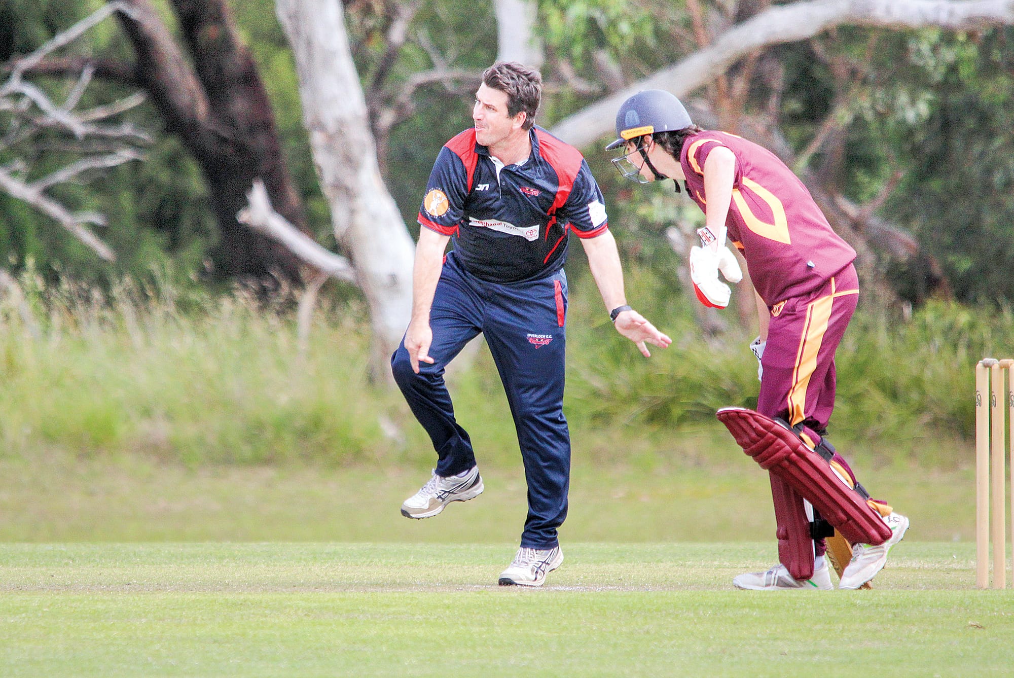 Tom McQualter watches as the ball wizzes down the pitch on Saturday. 