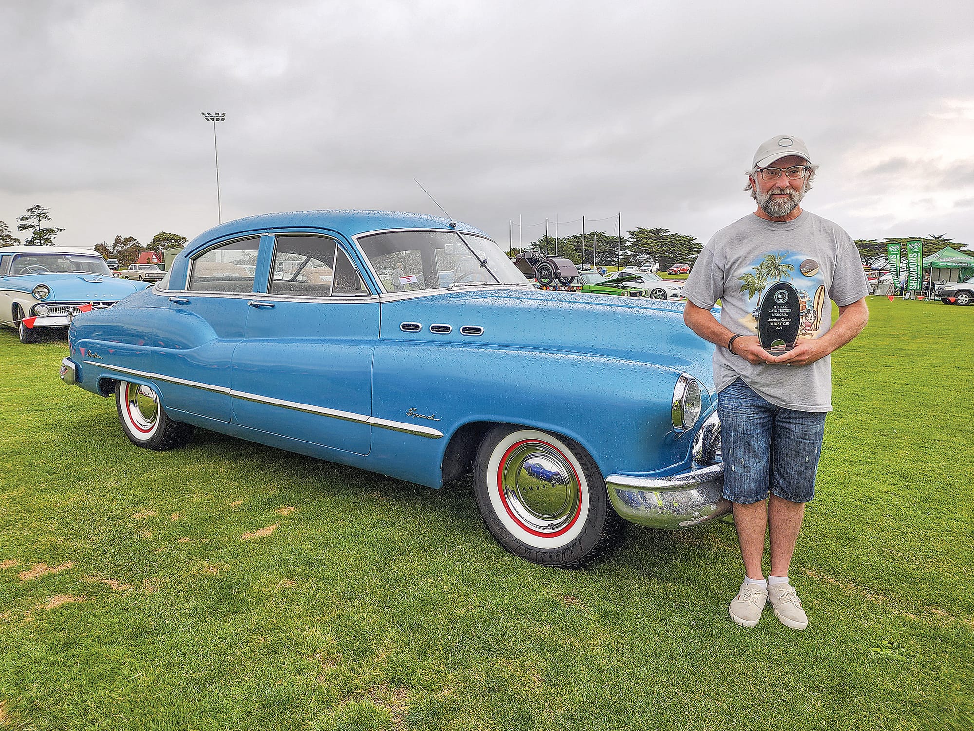 Dan Huther won the Oldest Car with his blue Buick Special in the Dave Trotter Memorial American Classics Division. C18_4724