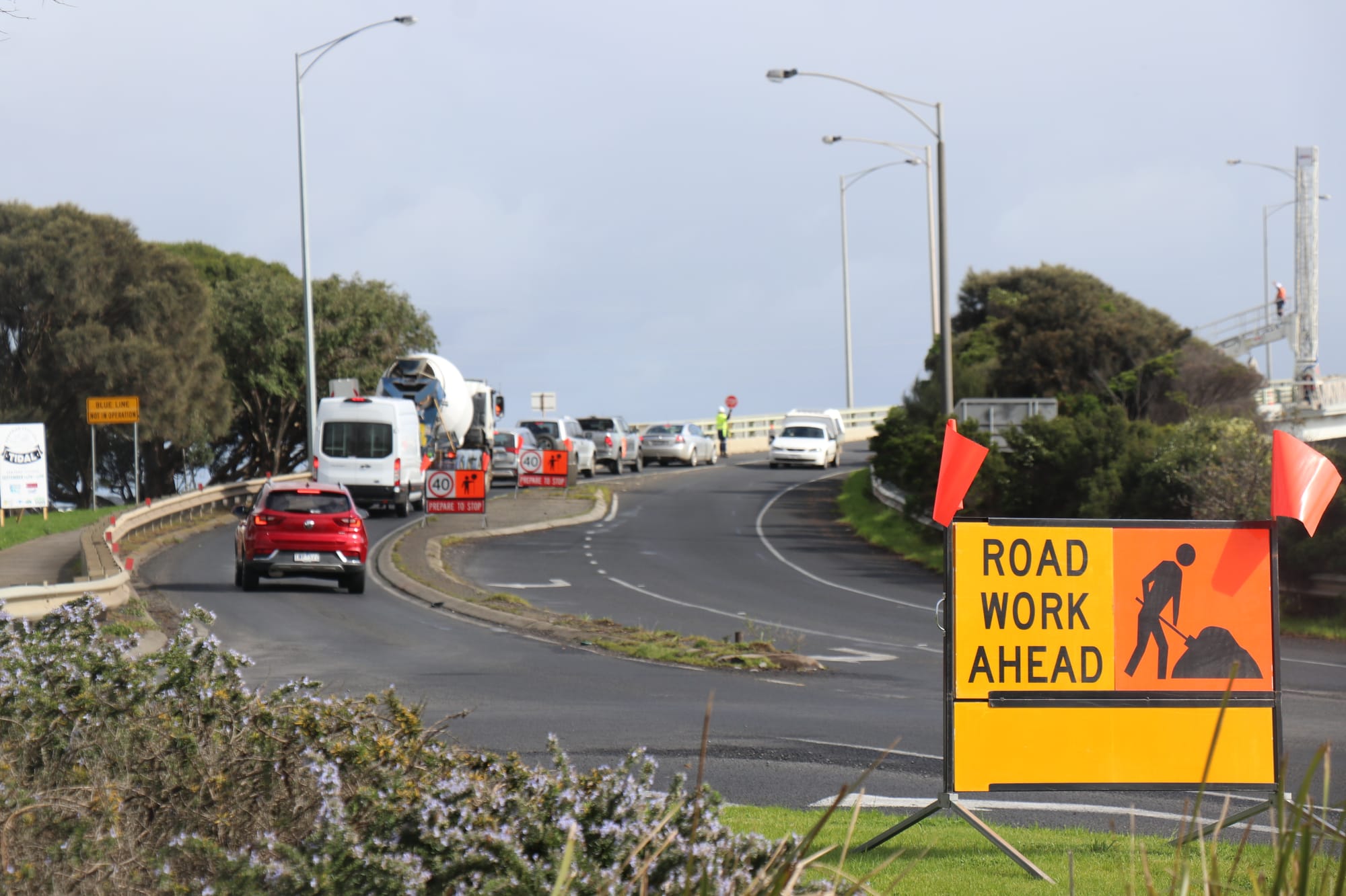 Traffic management in place to ensure safety for staff and the public.