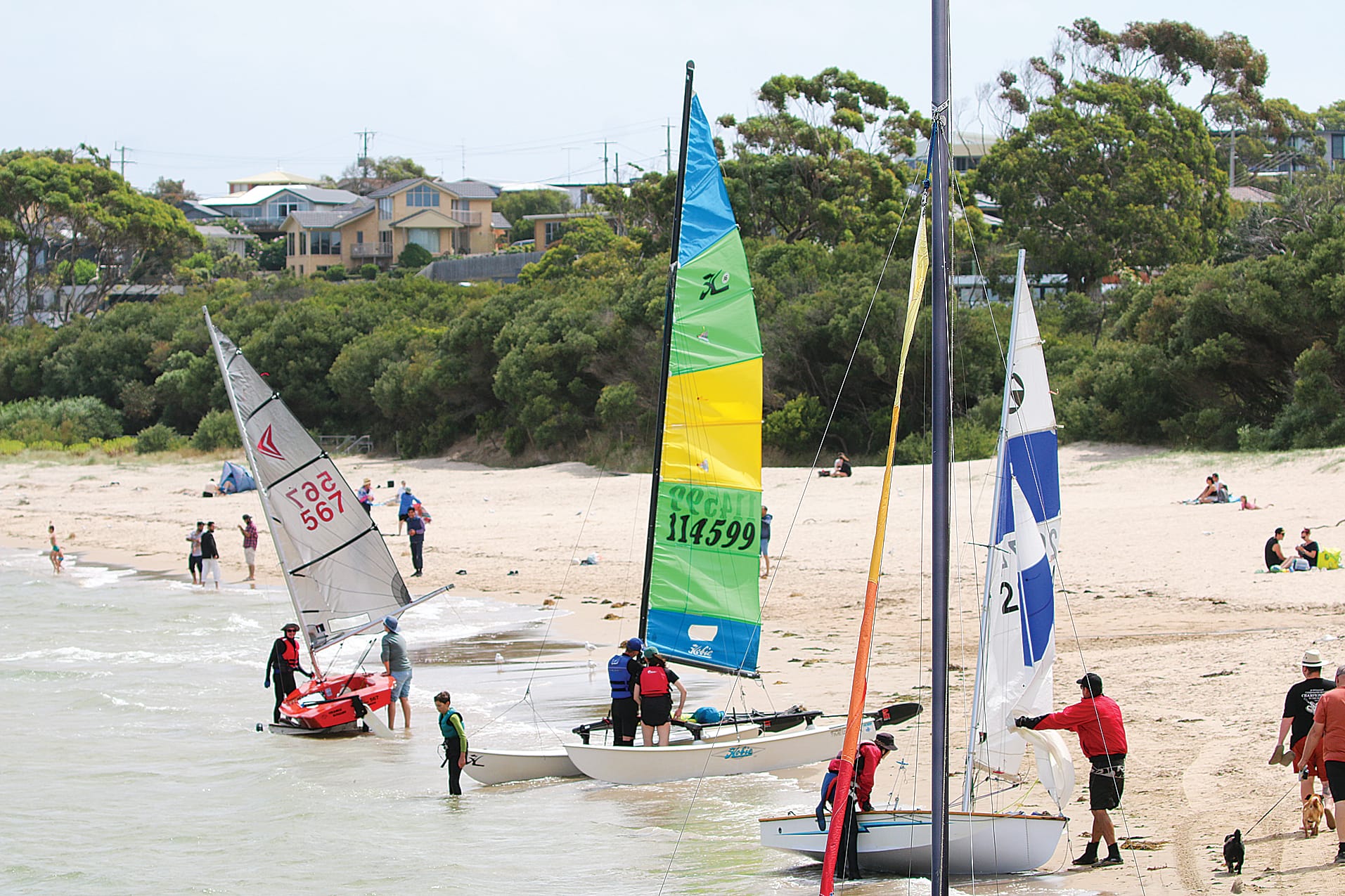 Boats on Inverloch’s beach following the Tarwin River Marathon.