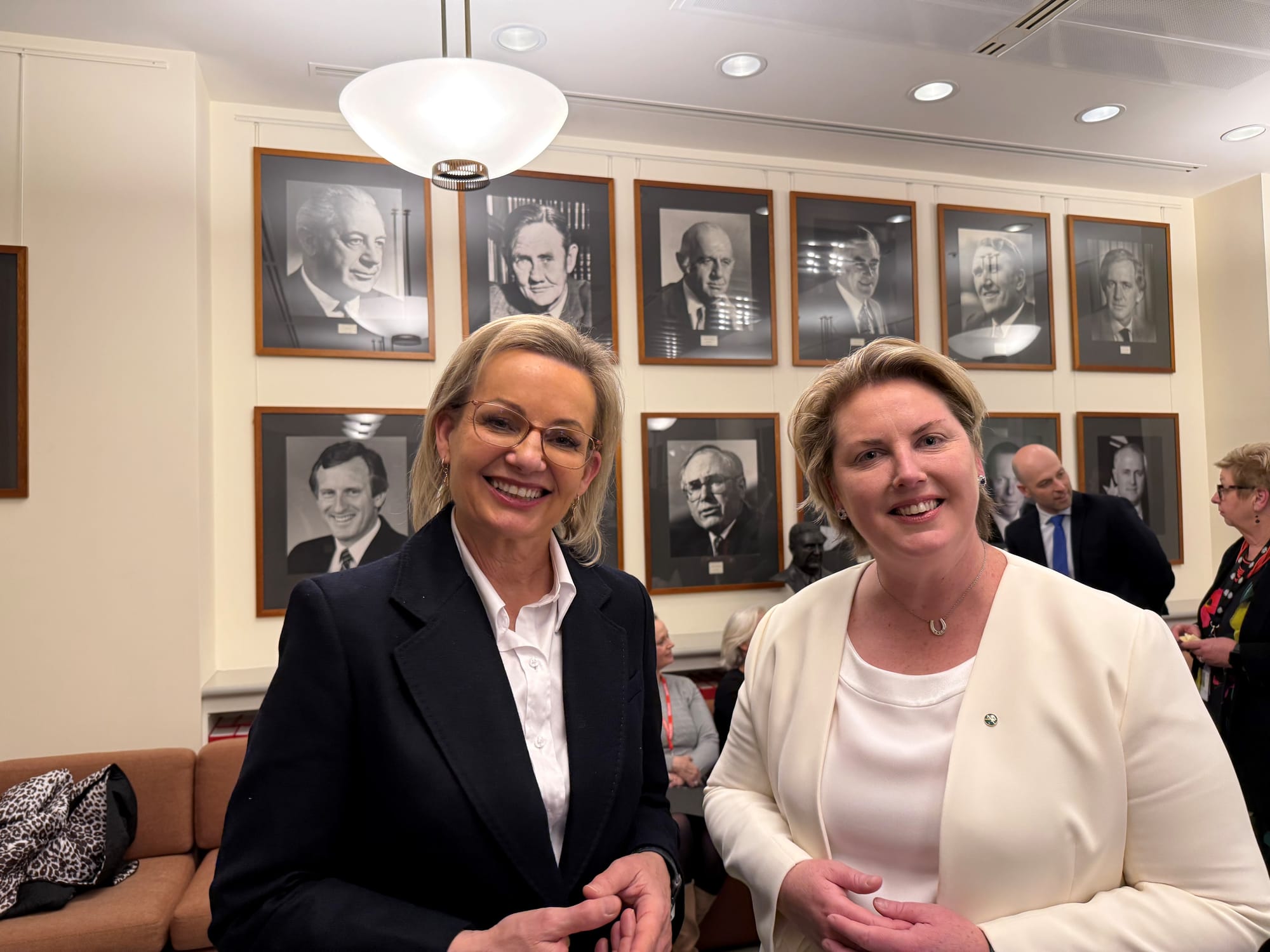 New Member for Monash, Mary Aldred, right, is congratulated on her first speech to parliament on Tuesday this week by Liberal leader Sussan Ley.