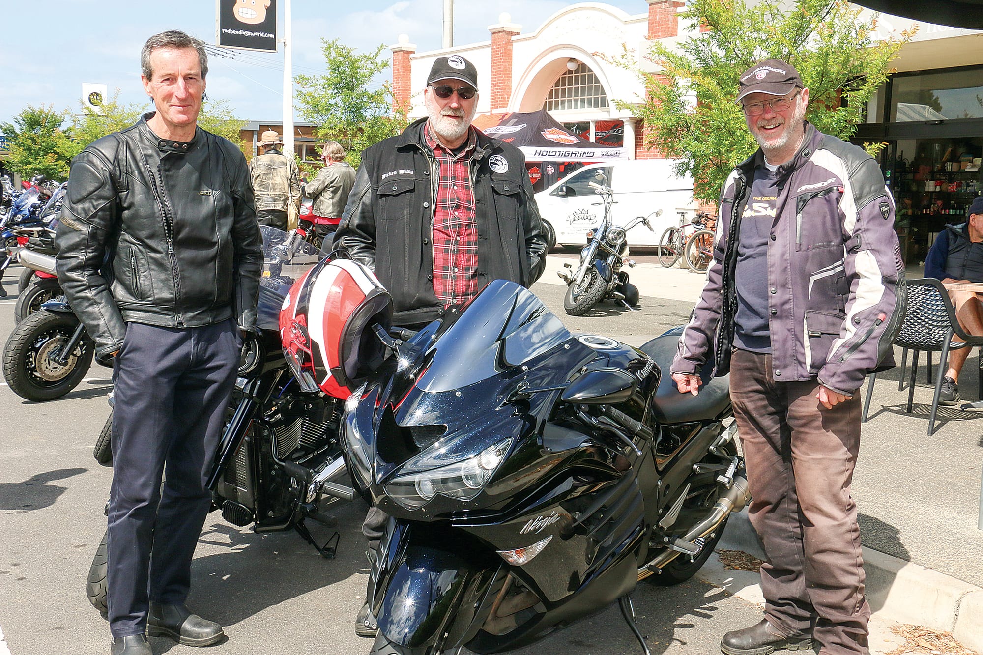 Mirboo North’s David Gribble, Drouin’s Bill Gardner and Rosebud’s John Davis were in Leongatha for Biketoberfest on Saturday. Tk28_4224