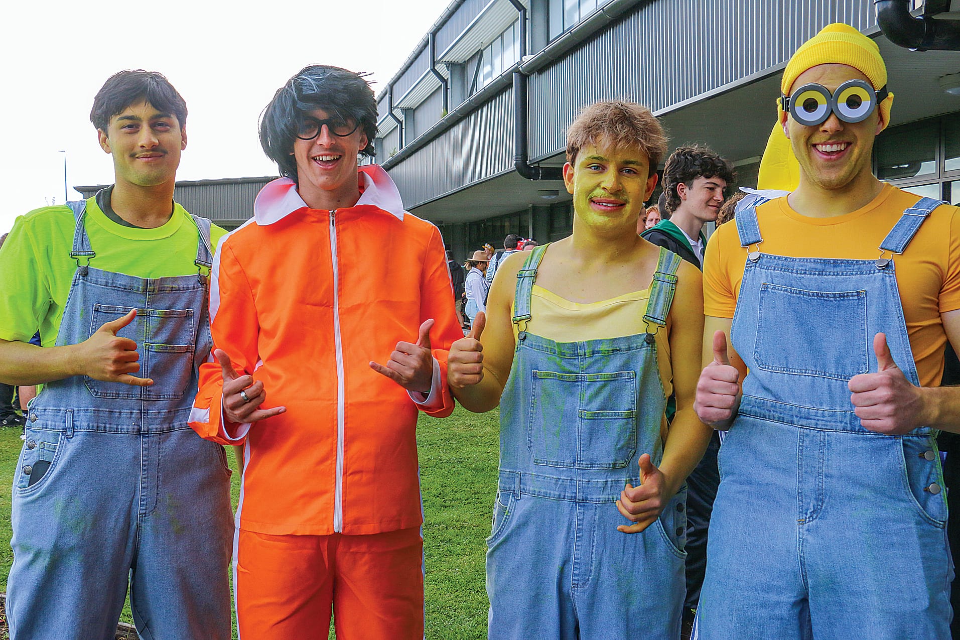 Caden De Alwis, Beau Ransom, Max Connell and Tai Bolding took inspiration from Despicable Me for Celebration Day at Bass Coast College. Tk16_4424