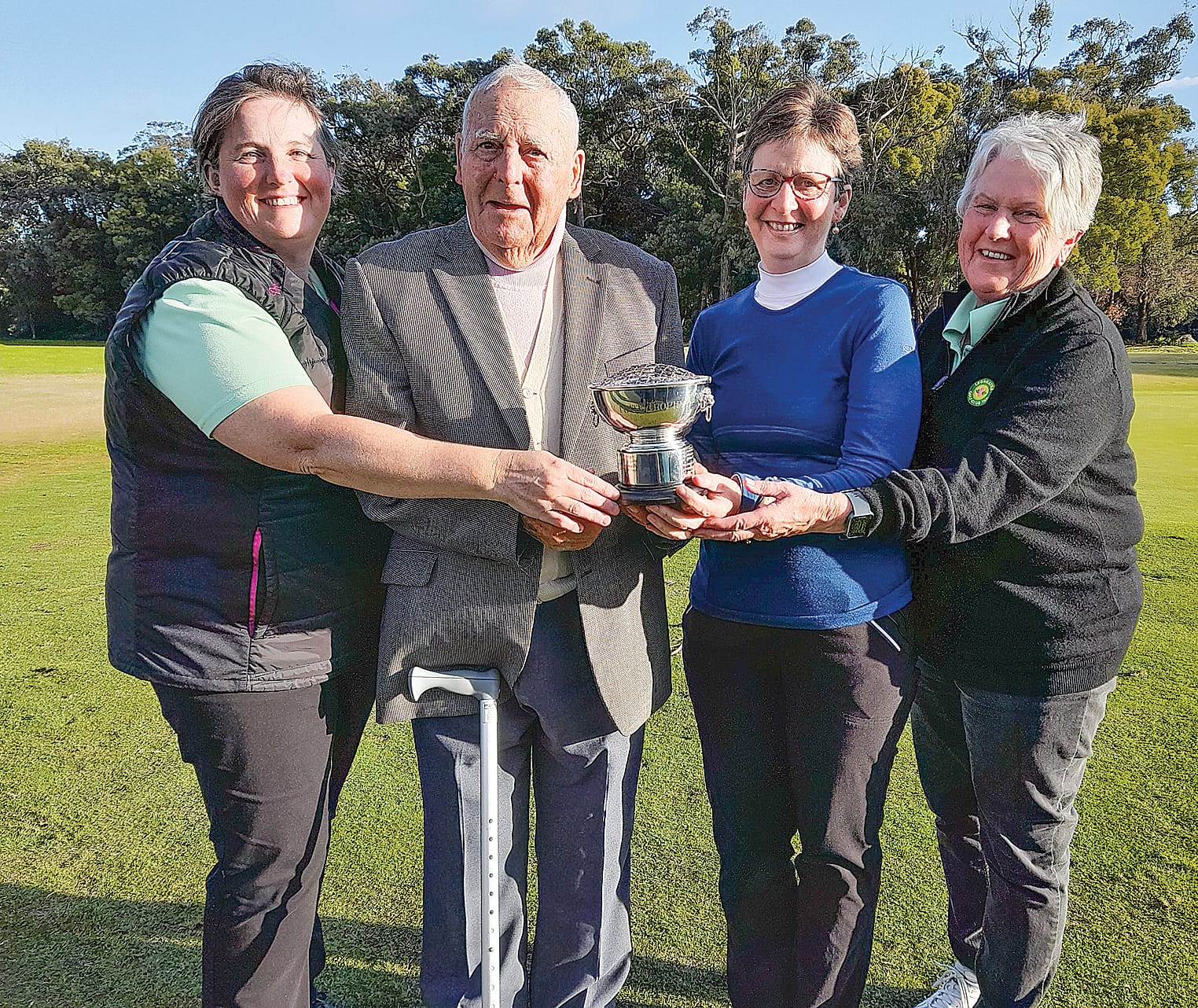 Leongatha Brian Twite Bowl winners Rebecca Thomas, Brian Twite, Chris Lay and Colleen Touzel.