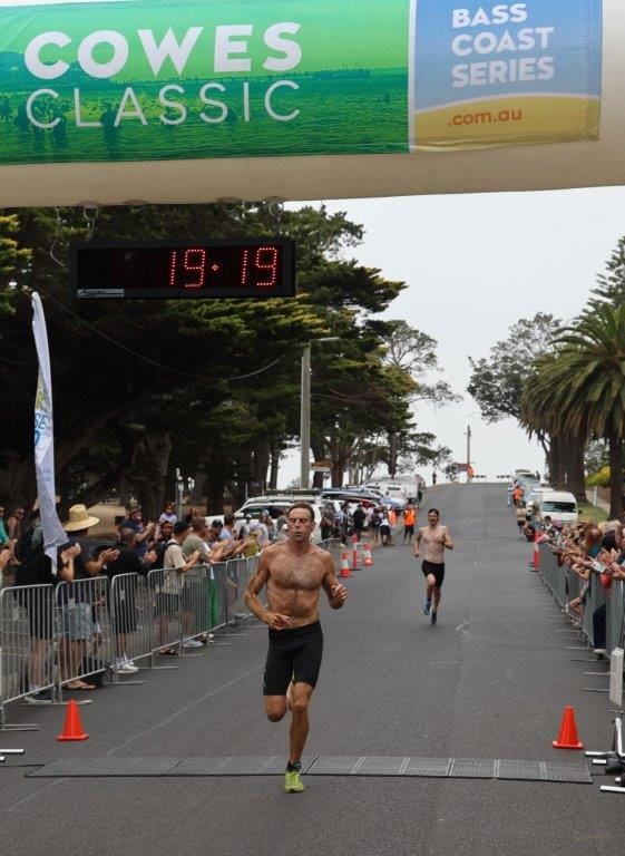 Justin Tilley crosses the line to win the 2025 Cowes Classic.
