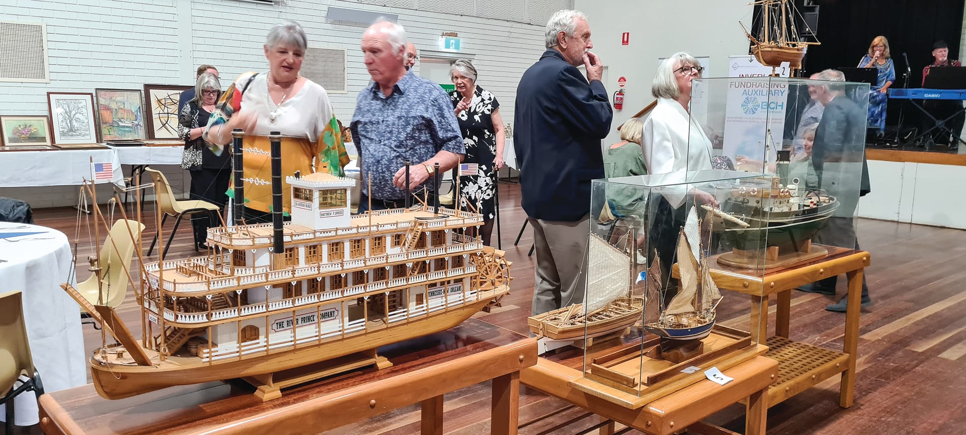 Bidding for the items was competitive and frenetic at times, with many attracting higher than expected price and headlined by wood carvings and model ships constructed by Ron Sharp (Dec’d).