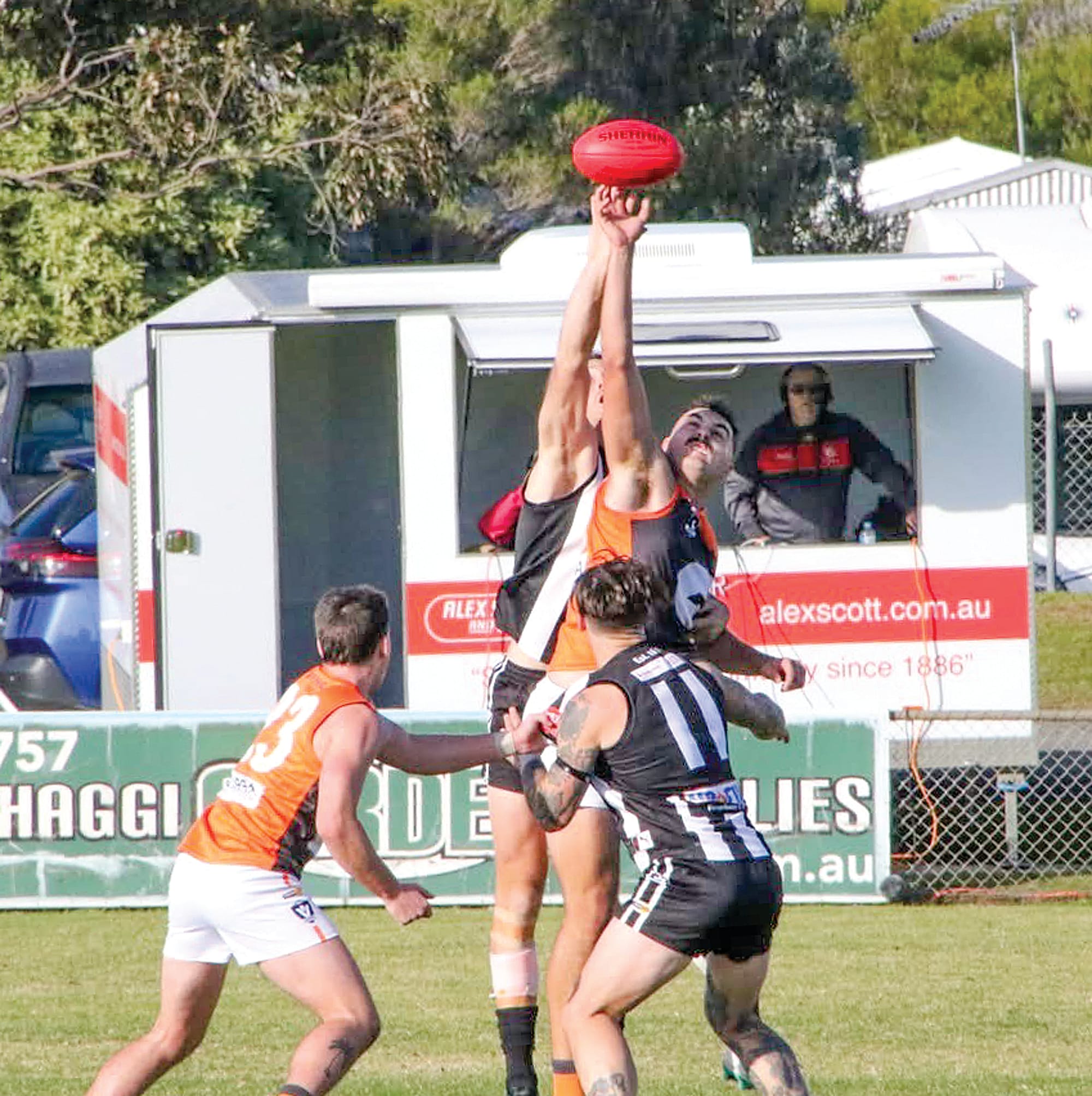 Evan Allaway was strong in the ruck for Korumburra-Bena.