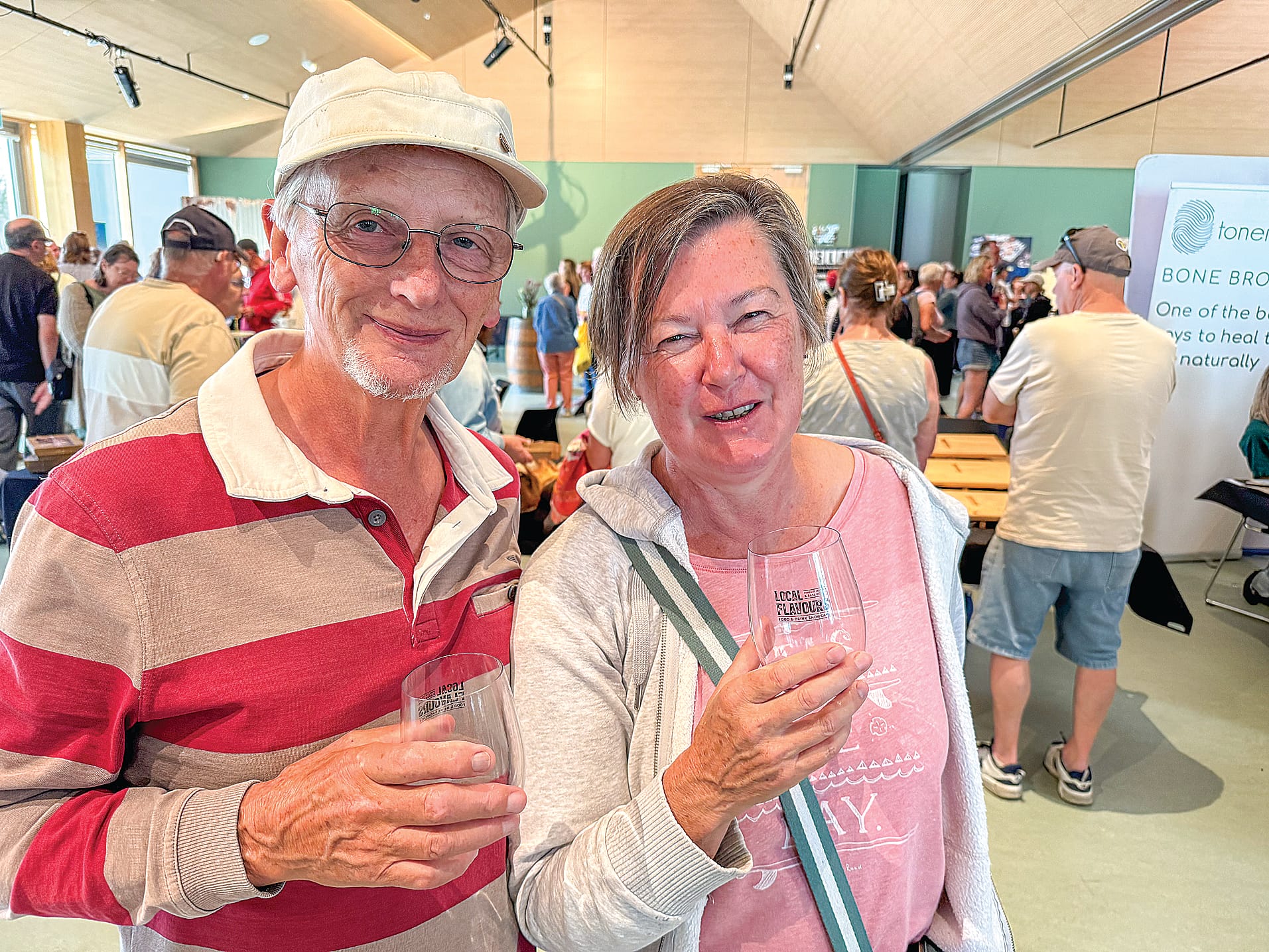 Graham and Cheryl Baker of Cowes sampled some of the wines at the Local Flavours Food & Drink Showcase at Berninneit last Sunday.
