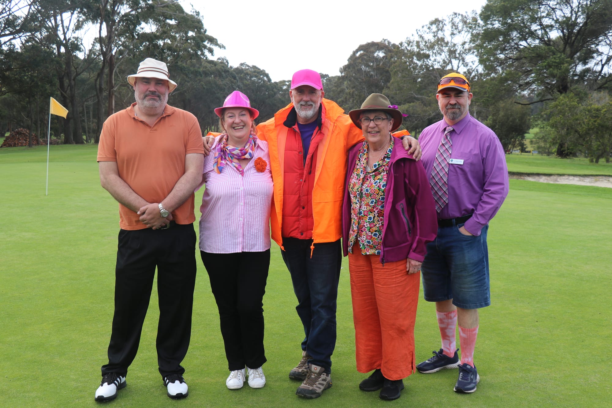 South Gippsland Councillors turned out to support the Go Girls Foster Golf Day. Cr Scott Rae, Go Girls foundation co-founder Michelle Jobson, Go Girls foundation chair Damian Paull, Cr Mohya Davies and Cr Mick Felton. 