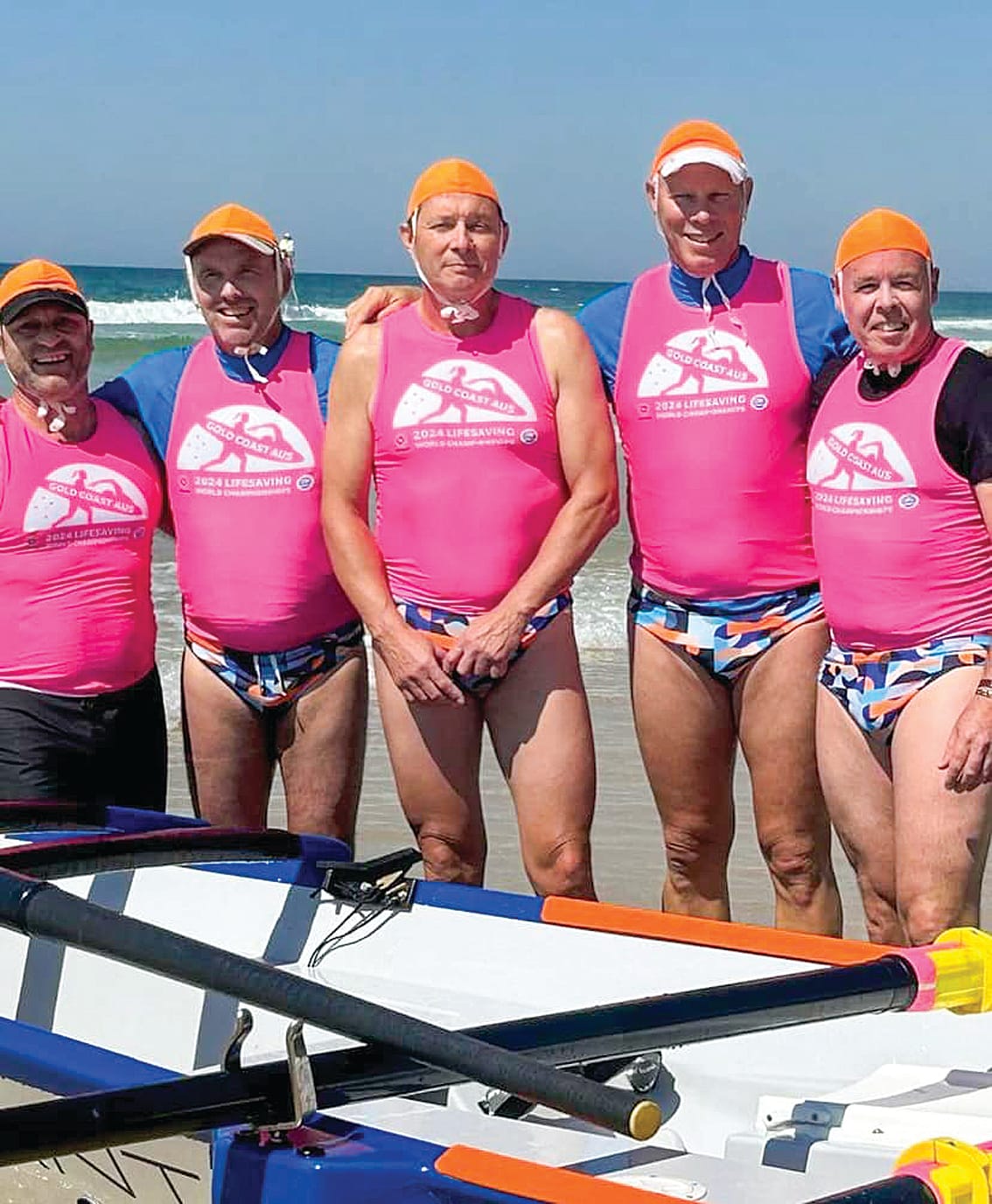 Allan Latto (centre) Venus Bay Legend rows for Pt Leo.