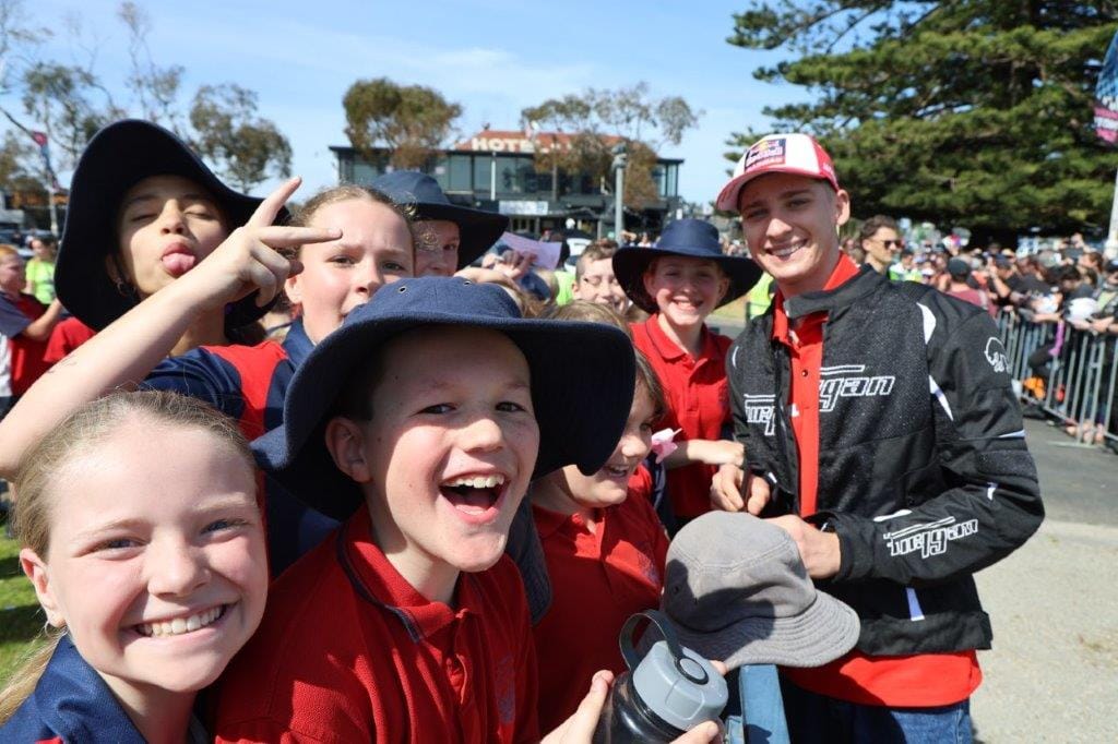 2024 Moto3 World Championship Rider, Aussie Jacob Roulstone will make his 500cc world championship debut at his home GP, sharing the moment with local kids at the San Remo meet and greet.