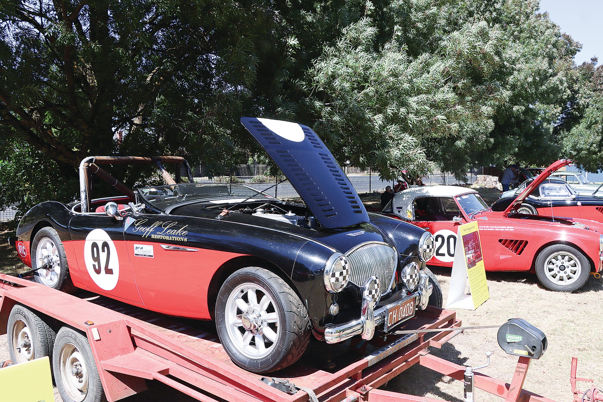 Geoff Leake’s three-litre 100-4 featured among the track and rally racing Austin Healeys on show in Leongatha. A08_1025