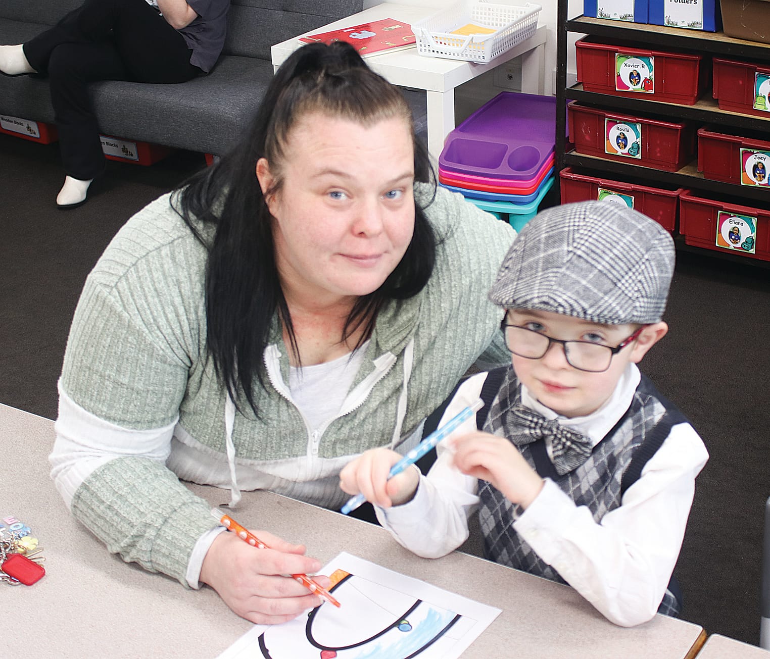 Vanessa White shares a special moment with Tyler Tedge at Wonthaggi North’s 100 Days of Prep celebration. W04_3125