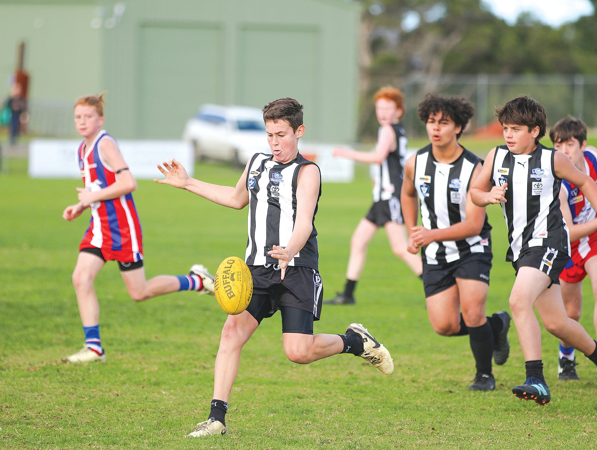 Dalyston’s Blake Ton worked the ball skilfully in the forward line.