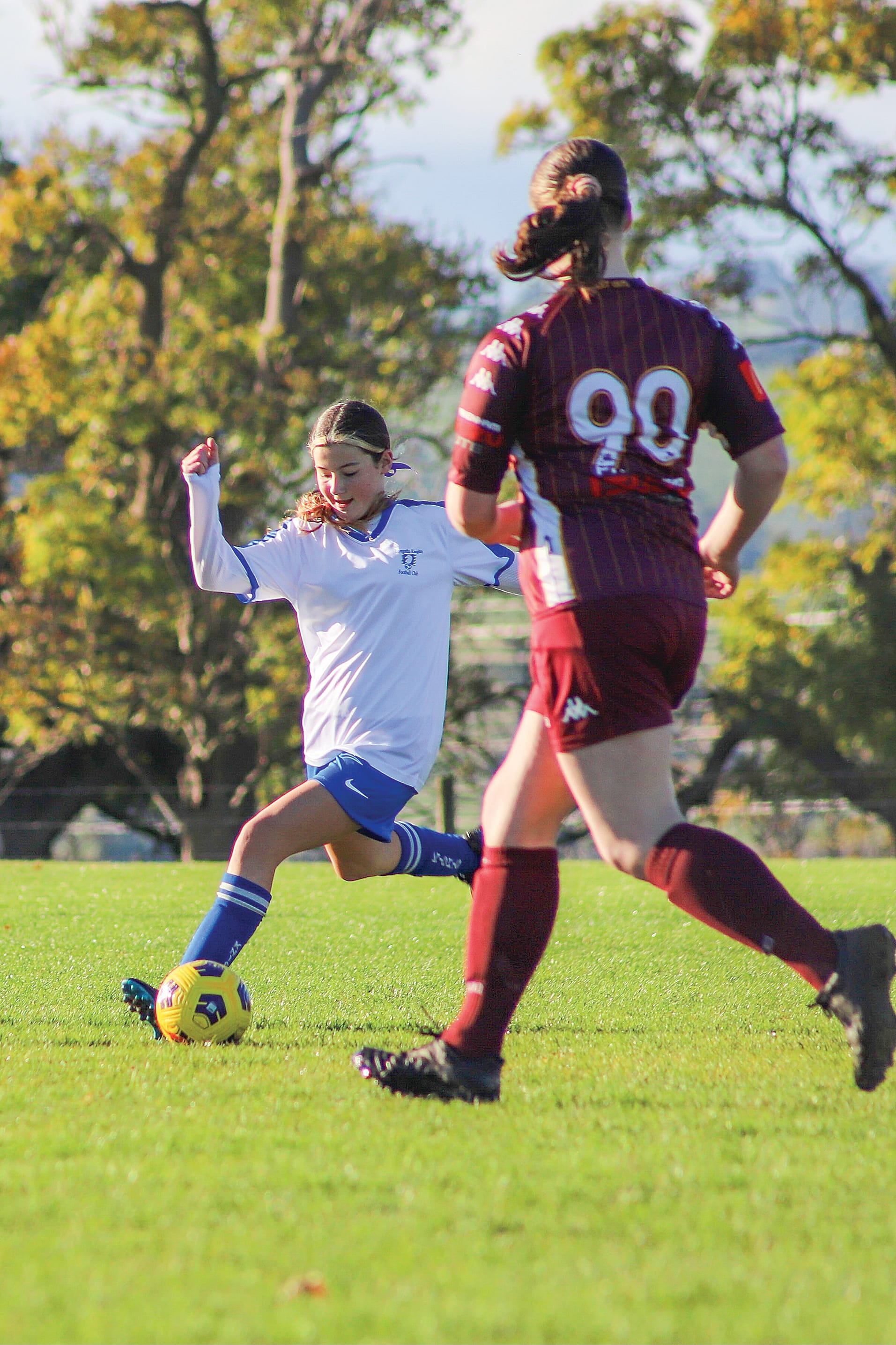 LKFC’s U13 Girls player Daisy Hockett was a strong player in defence for the Knights.