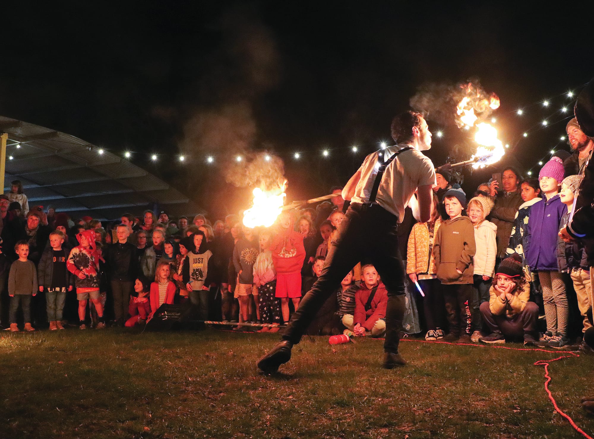 Fire twirlers entertained crowds on Saturday evening as part of the Winterfest celebration.