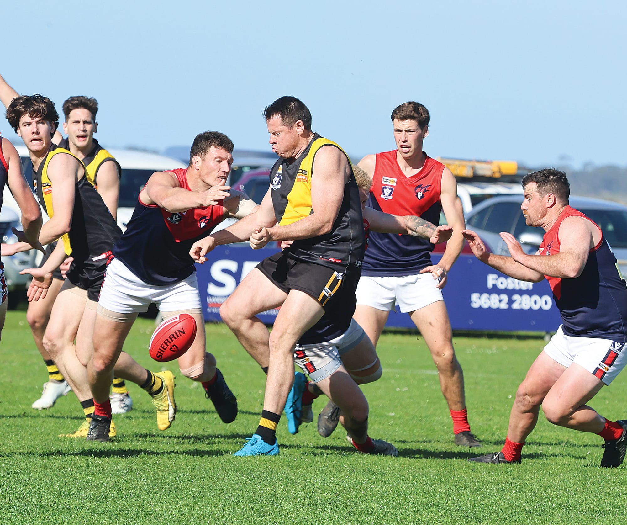 Foster spearhead Jake Best managed two goals but you had to give the honours to his opponent Steve Forrester who constantly thwarted the talented forward’s efforts.
