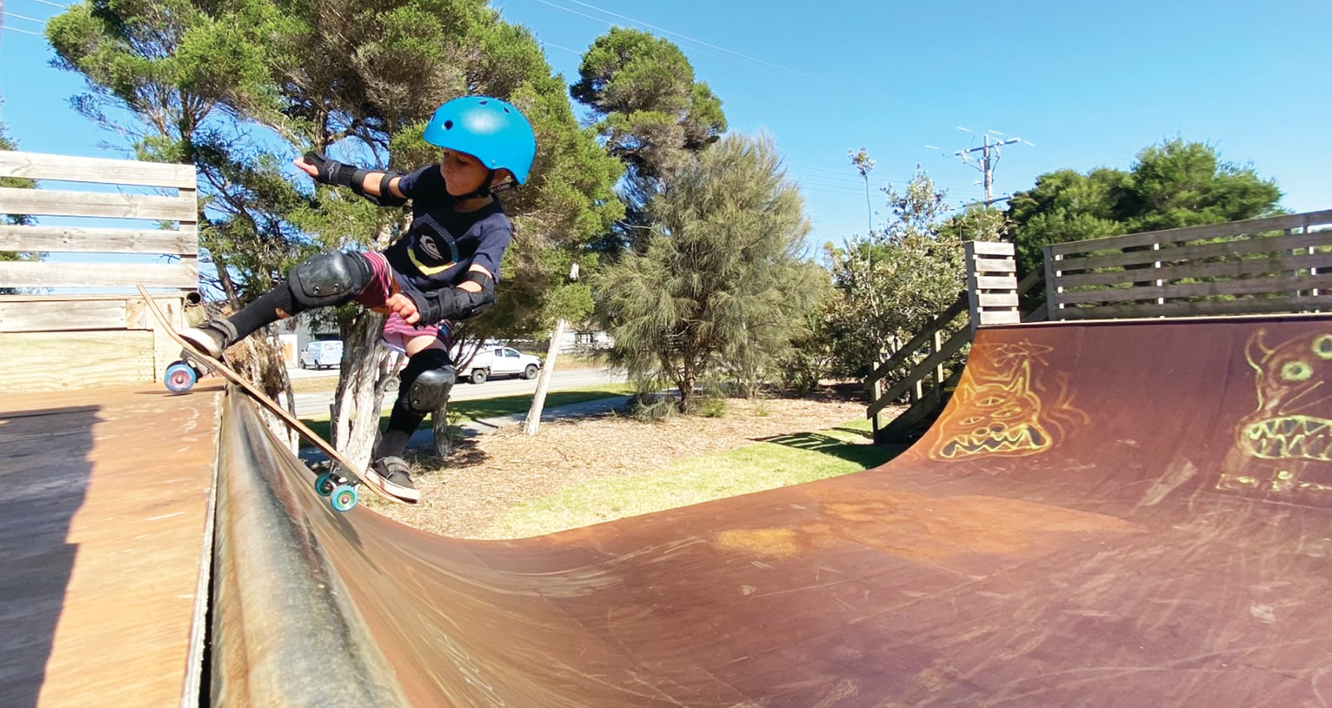 Hugo Joyner practising his skills at the Newhaven skate ramp.